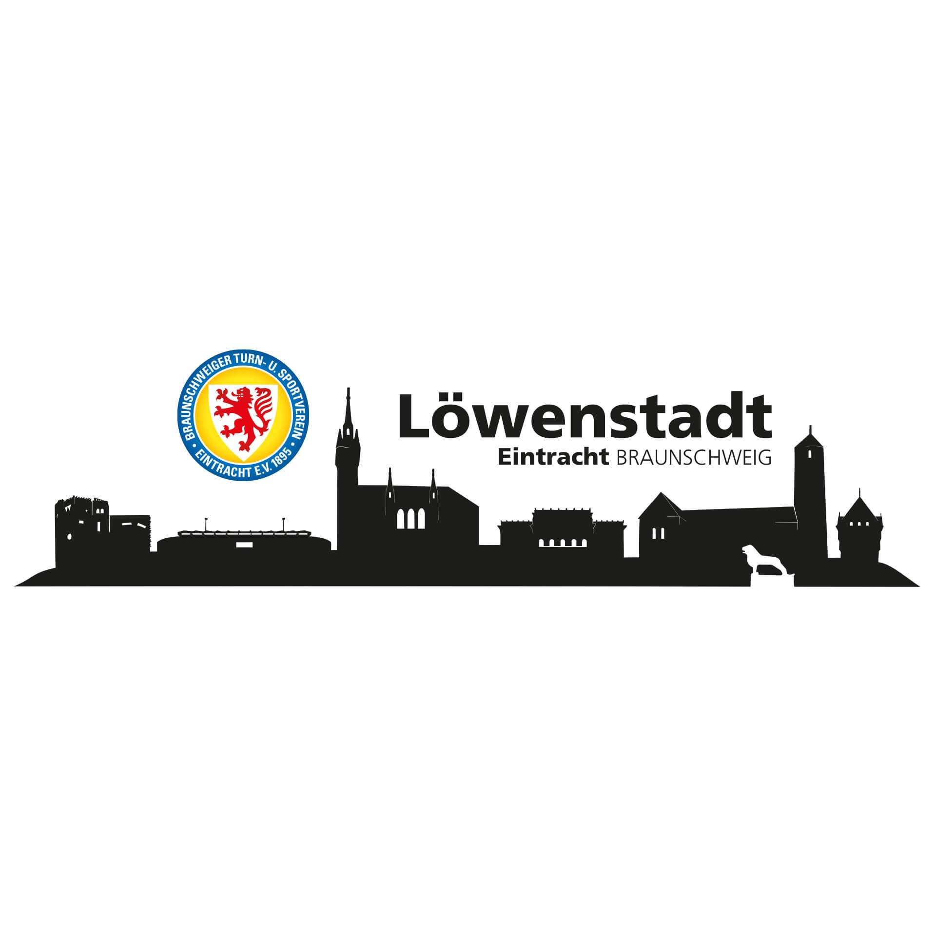 Wandtattoo Eintracht Braunschweig Skyline mit Logo farbig