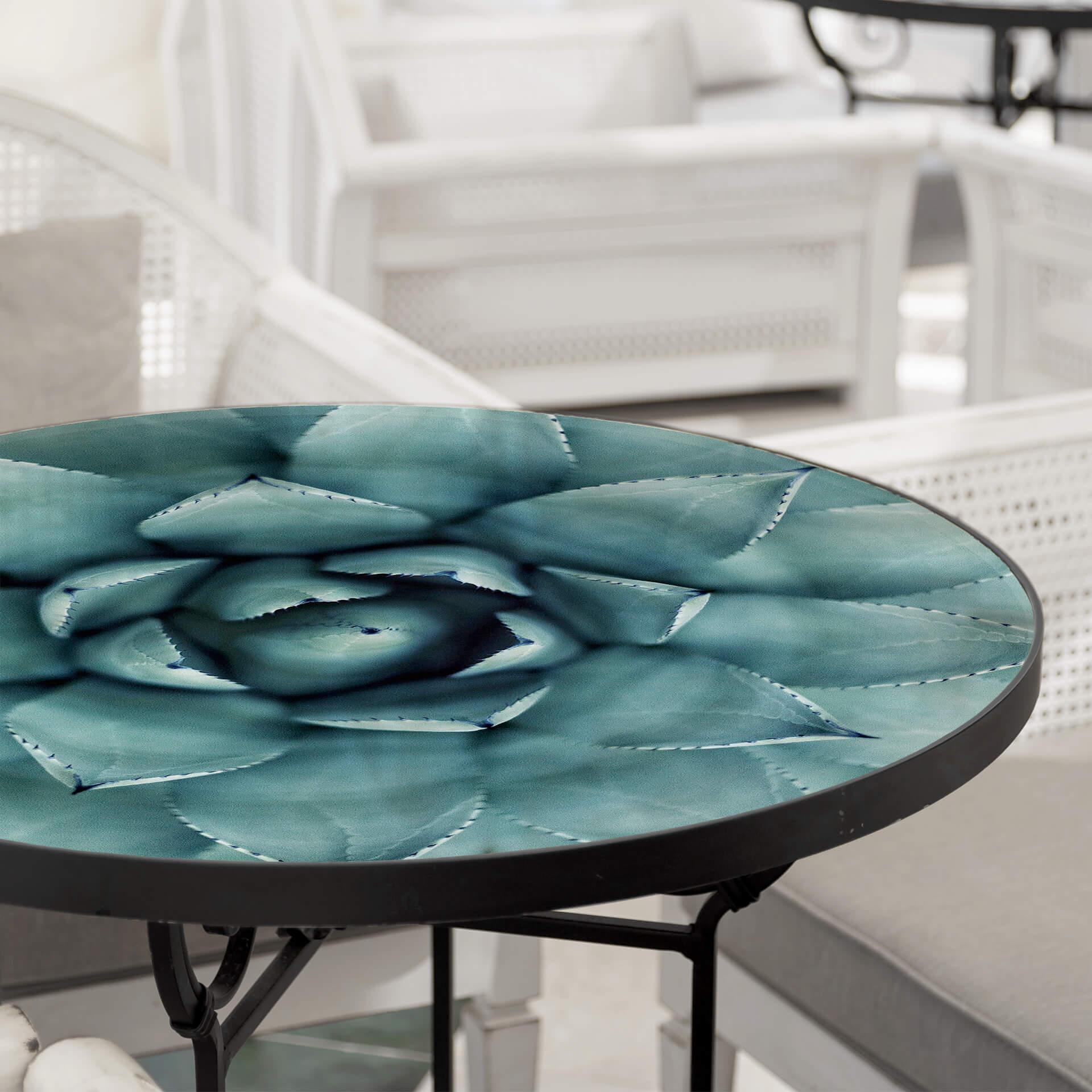 Plateau de table en verre - Agave 02 - Rond