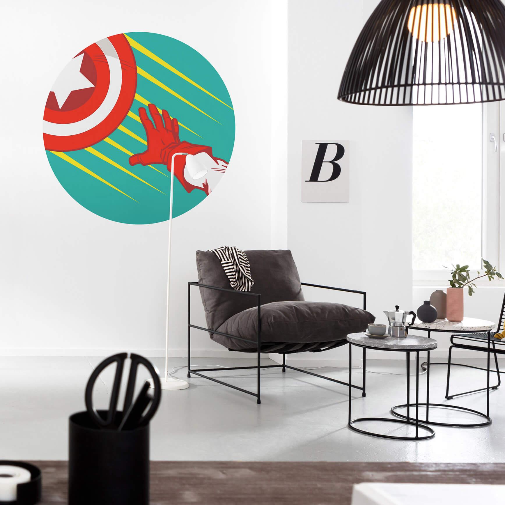Zelfklevend vliesbehang - Avengers Captain's Shield Pop Art - 125 x 125 cm