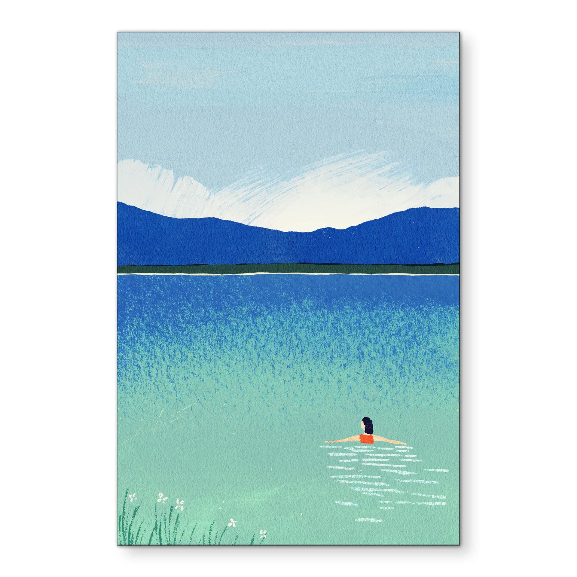 Wanddecoratie Zomerzwemmen in het bergmeer - Rivers - Alu-Dibond