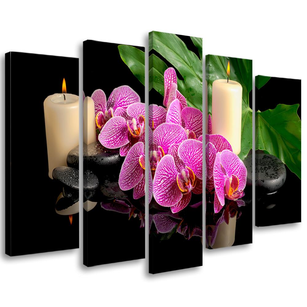 5 stykke lærredsprint, Orchid Orchid stearinlys
