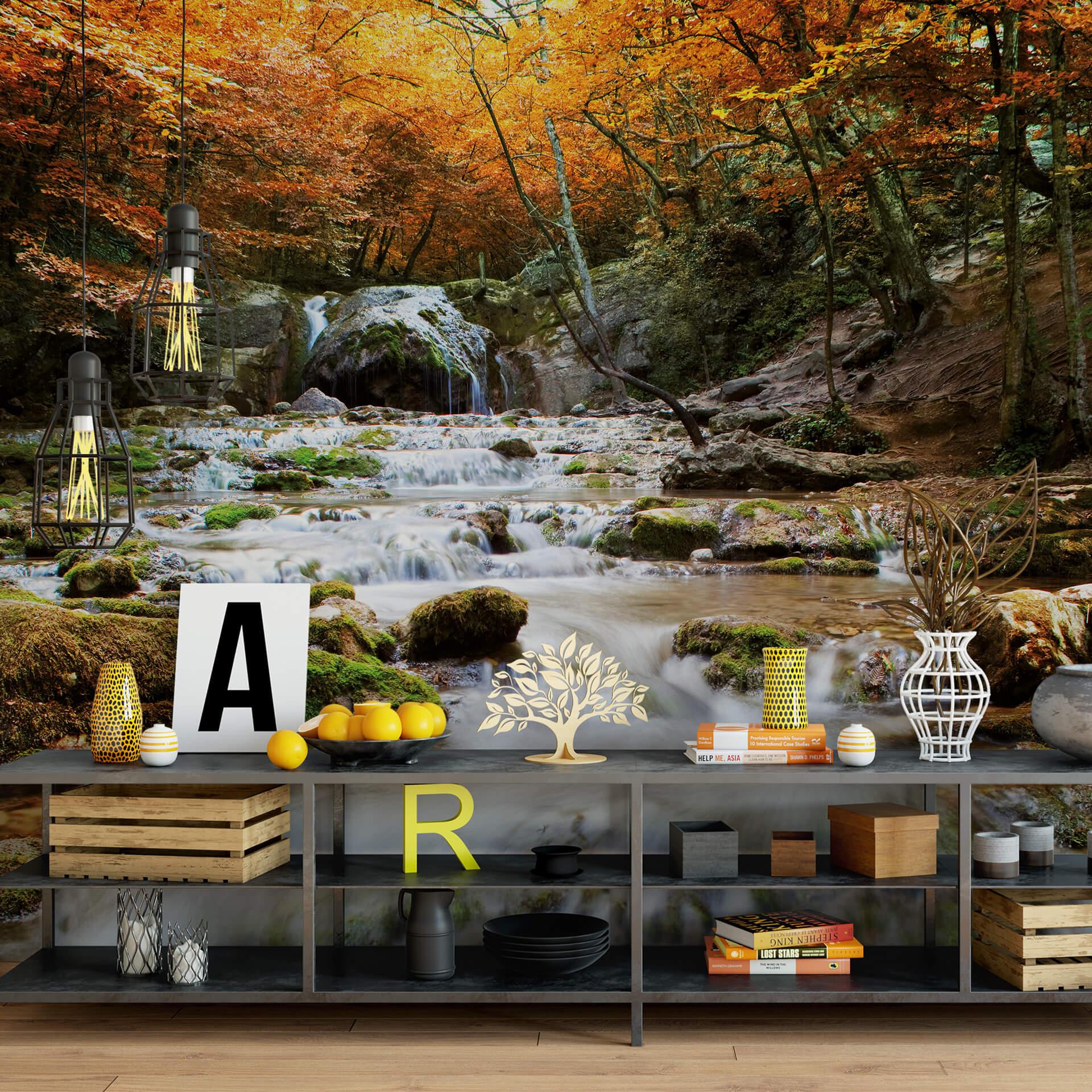 Fototapet Autumn Waterfall - 240x260 cm