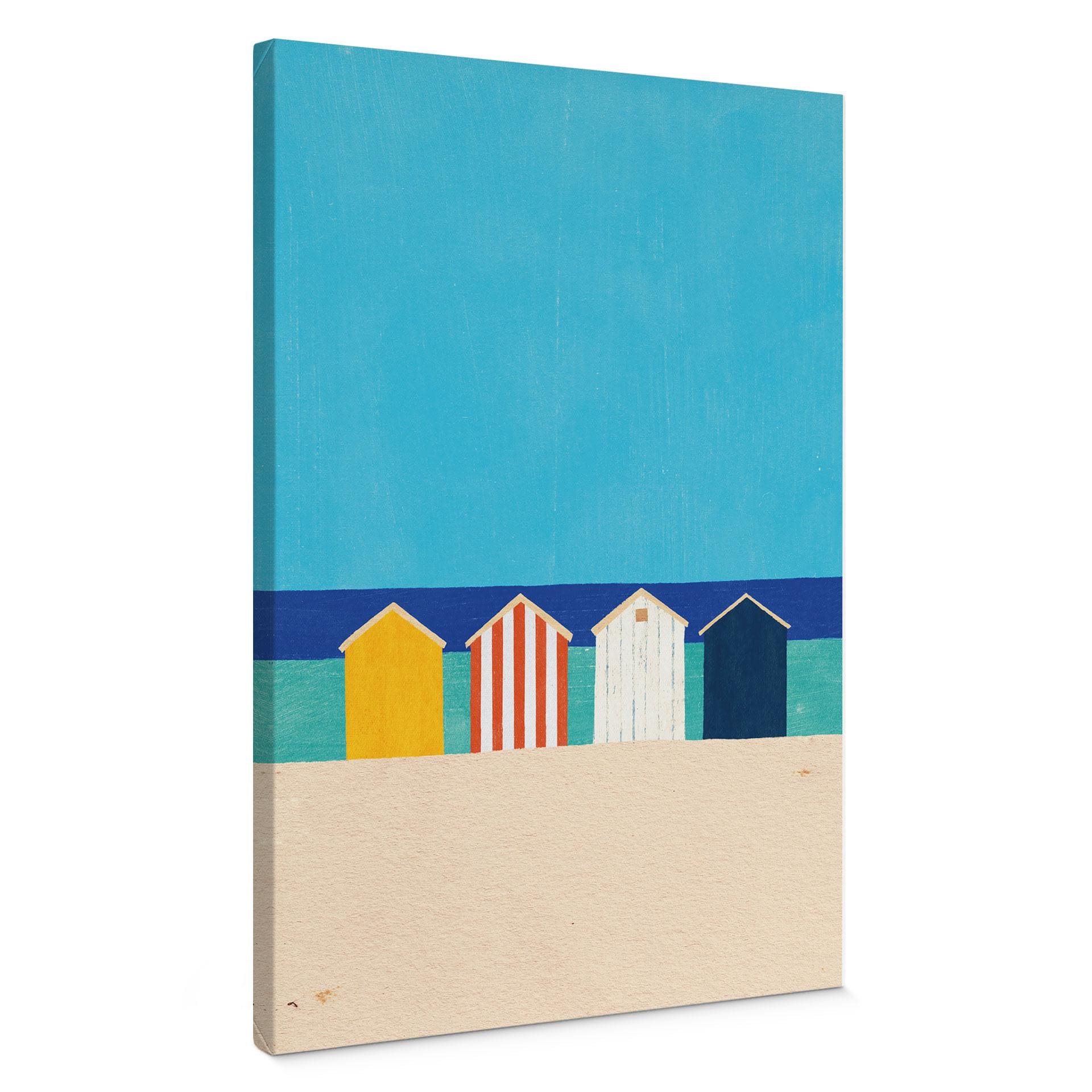 Canvas schilderij Strandhuisjes aan zee - Rivers