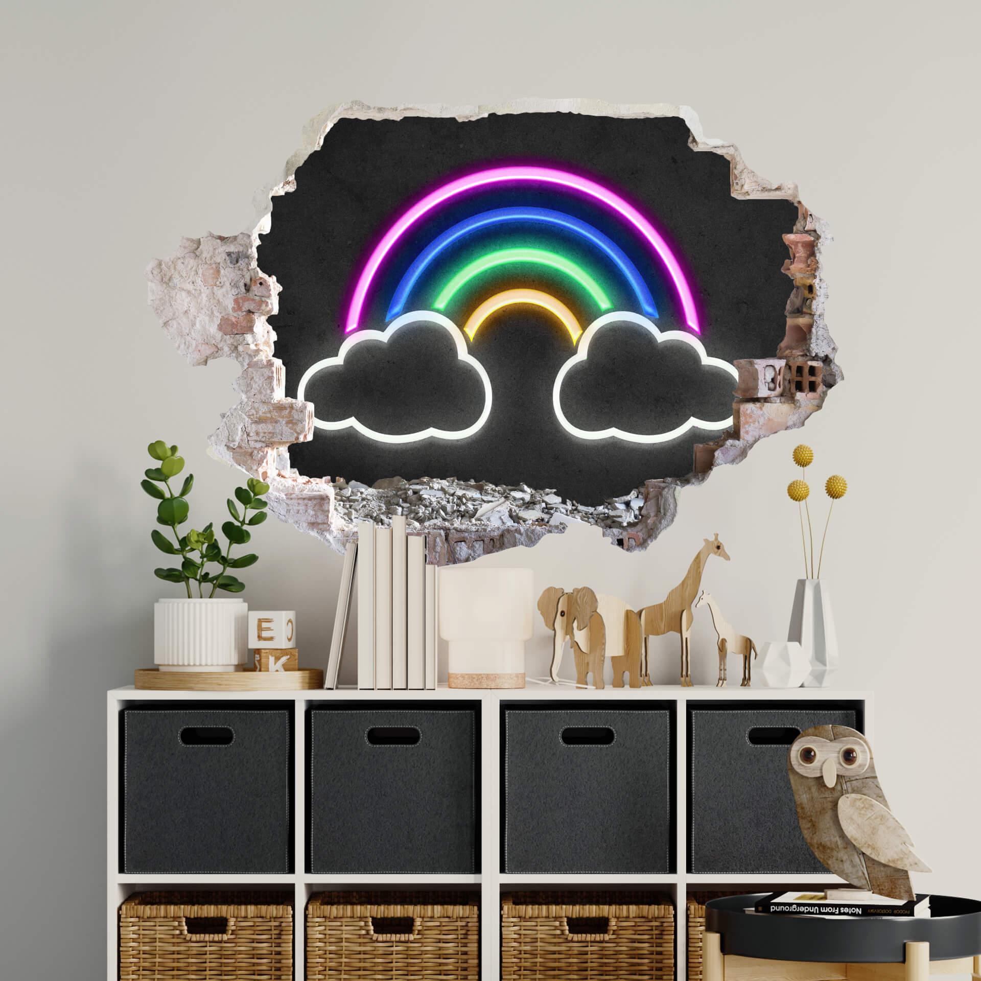 3D Wandtattoo Regenbogen Neonlicht