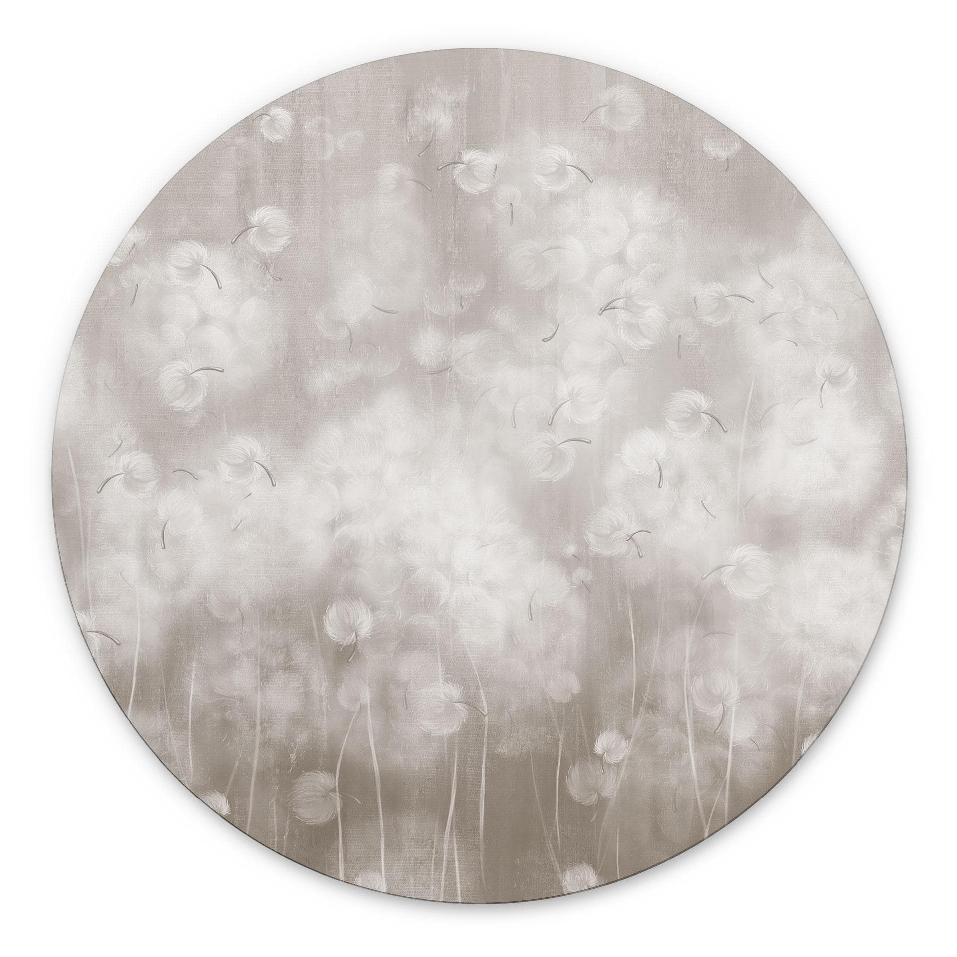 Wanddecoratie Paardenbloemen Droom in Beige - Ms Tiff - Alu-Dibond Rond