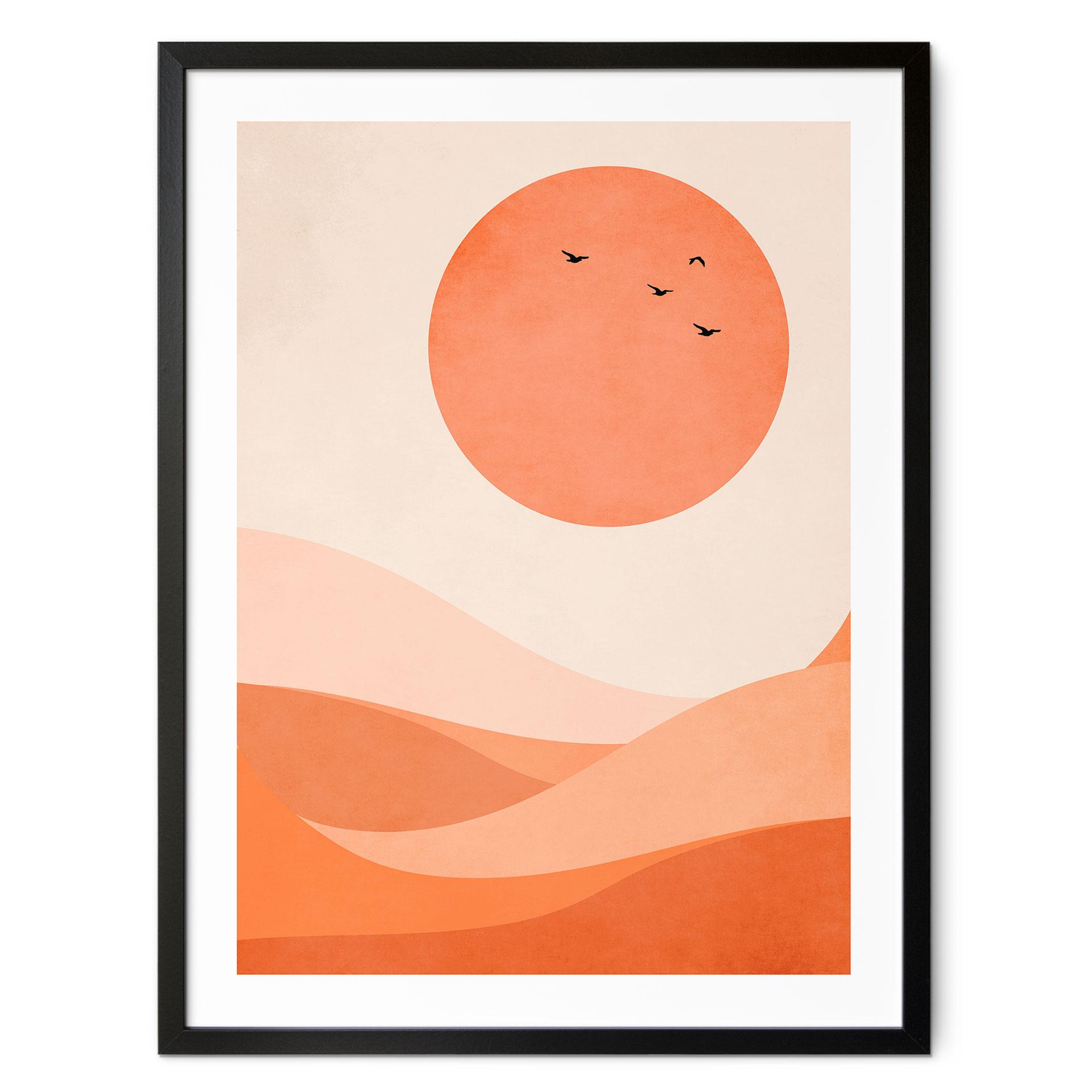 Plakat Harmonisk landskab orange - Kubistika
