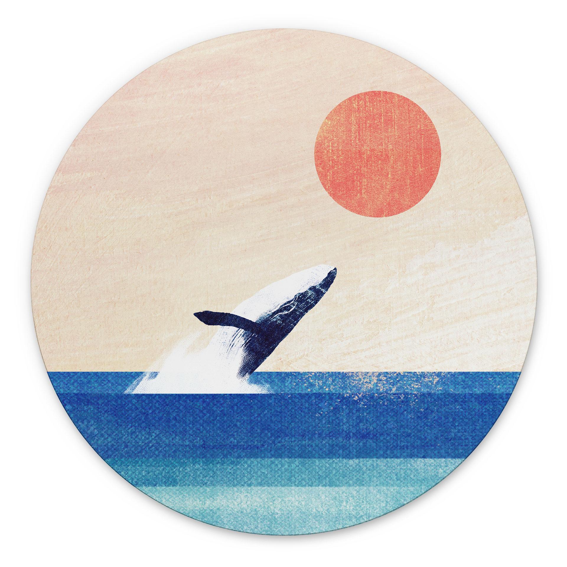 Tableau Baleine dans la mer - Rivers - Alu-Dibond Rond
