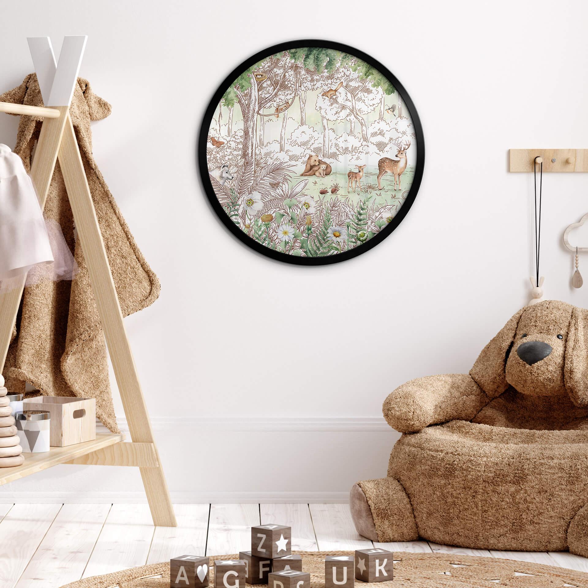 Kinderposter Kikki Belle - Waldfreunde Frühling - Rund