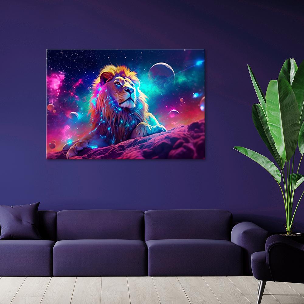 Canvas print neon løve abstraktion