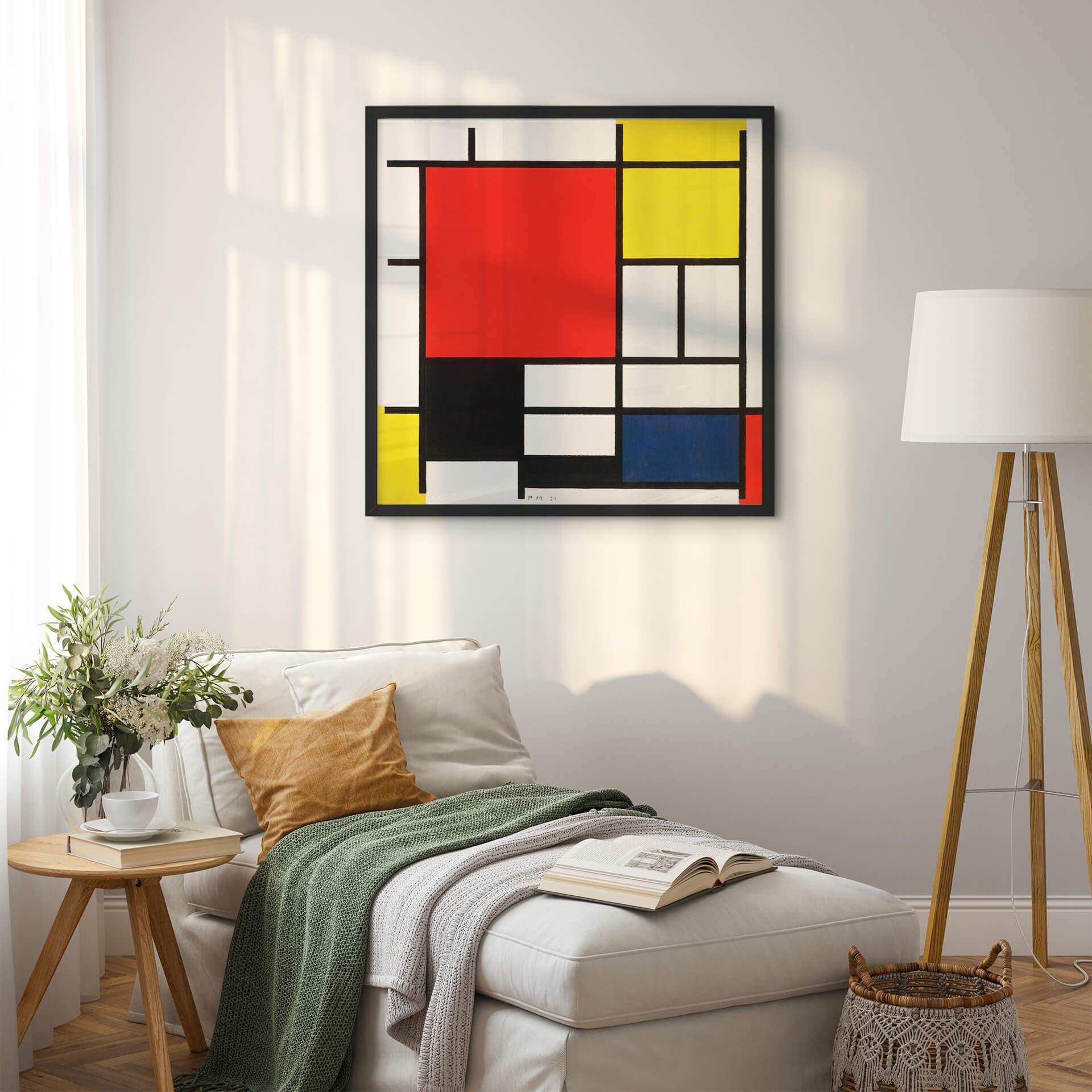 Póster Mondrian - Composición con rojo amarillo azul y negro - Cuadrado