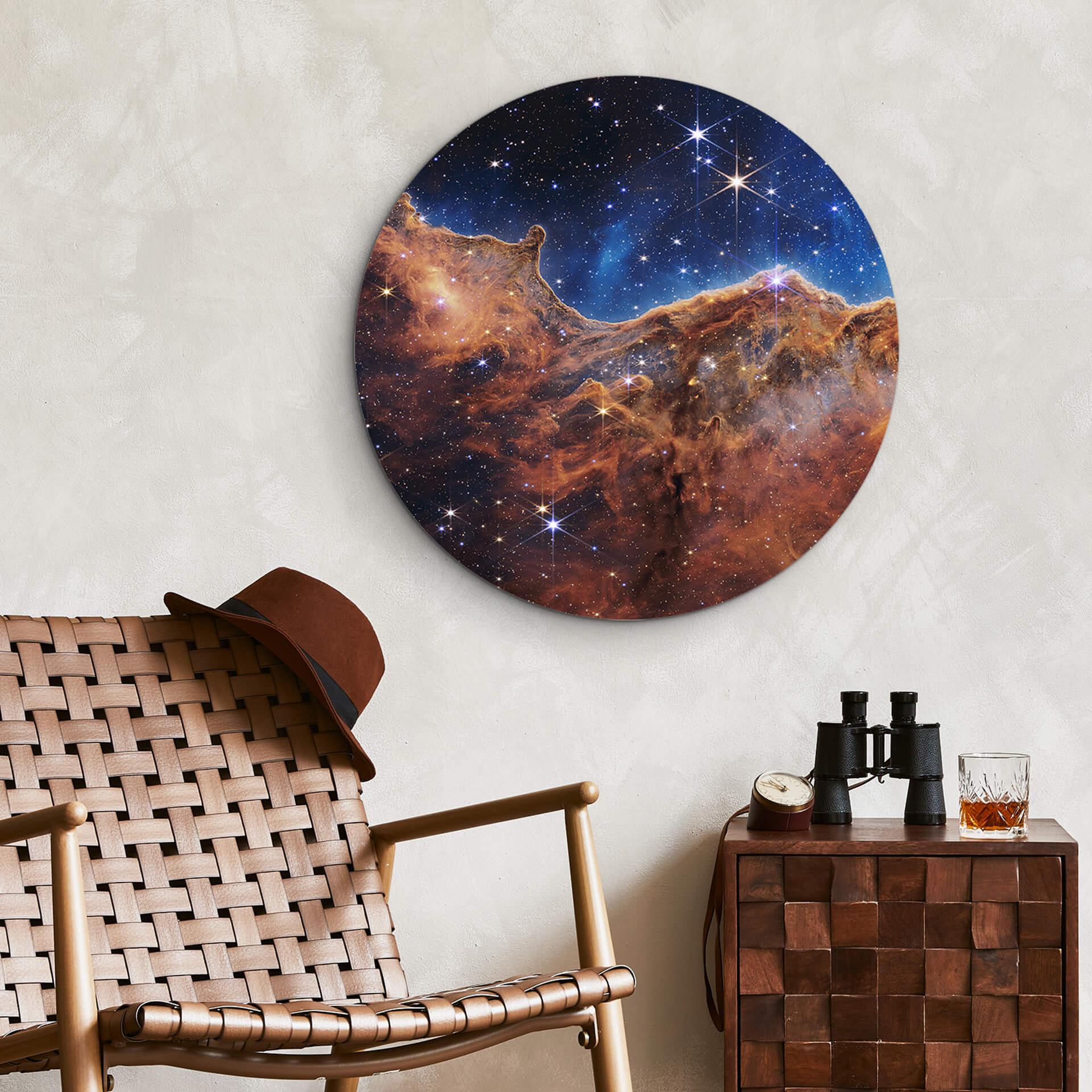 Vægcirkel James Webb Telescope - Carina Nebula – print på aluminium (Alu-Dibond)