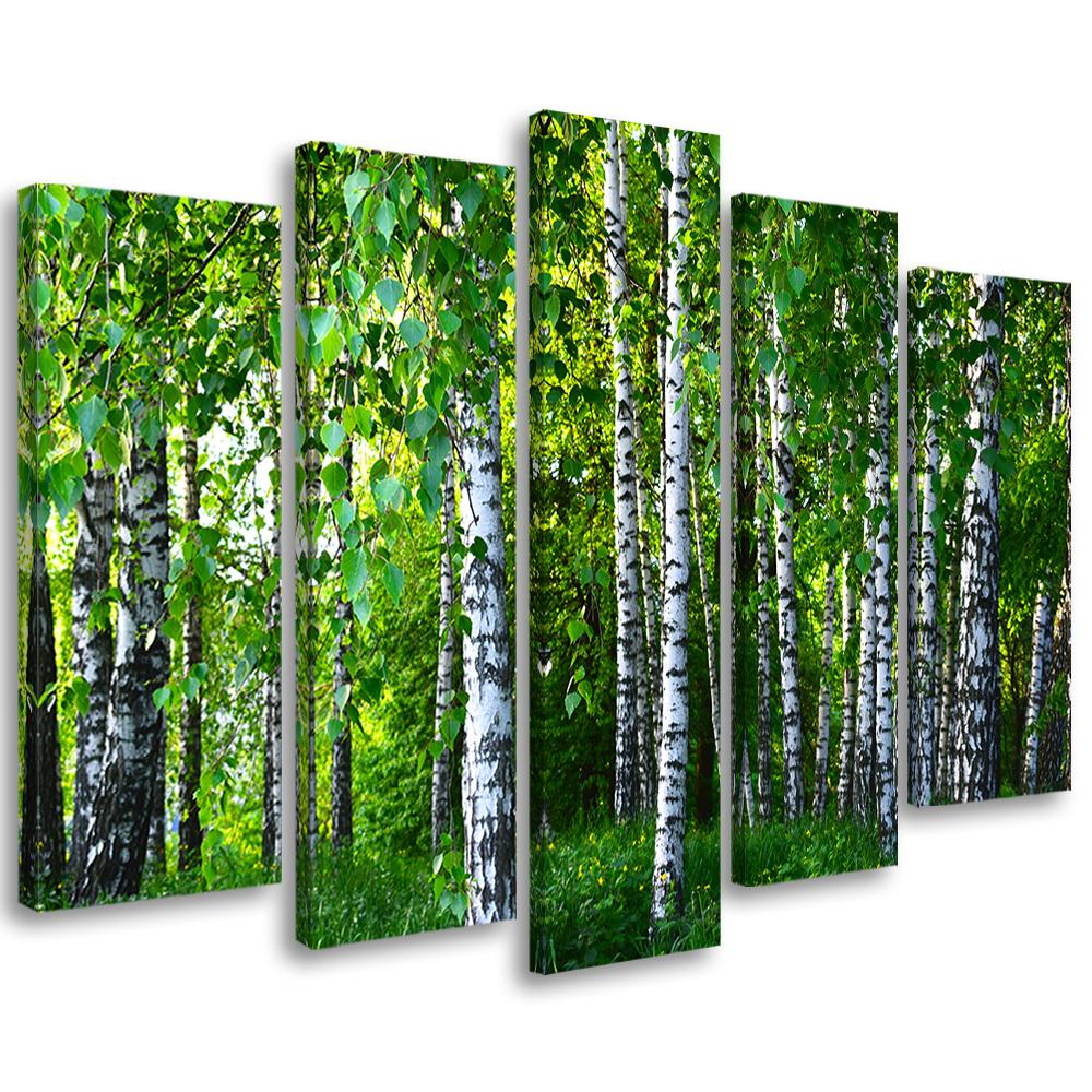 5 stykke lærredsprint, Birch Forest Green