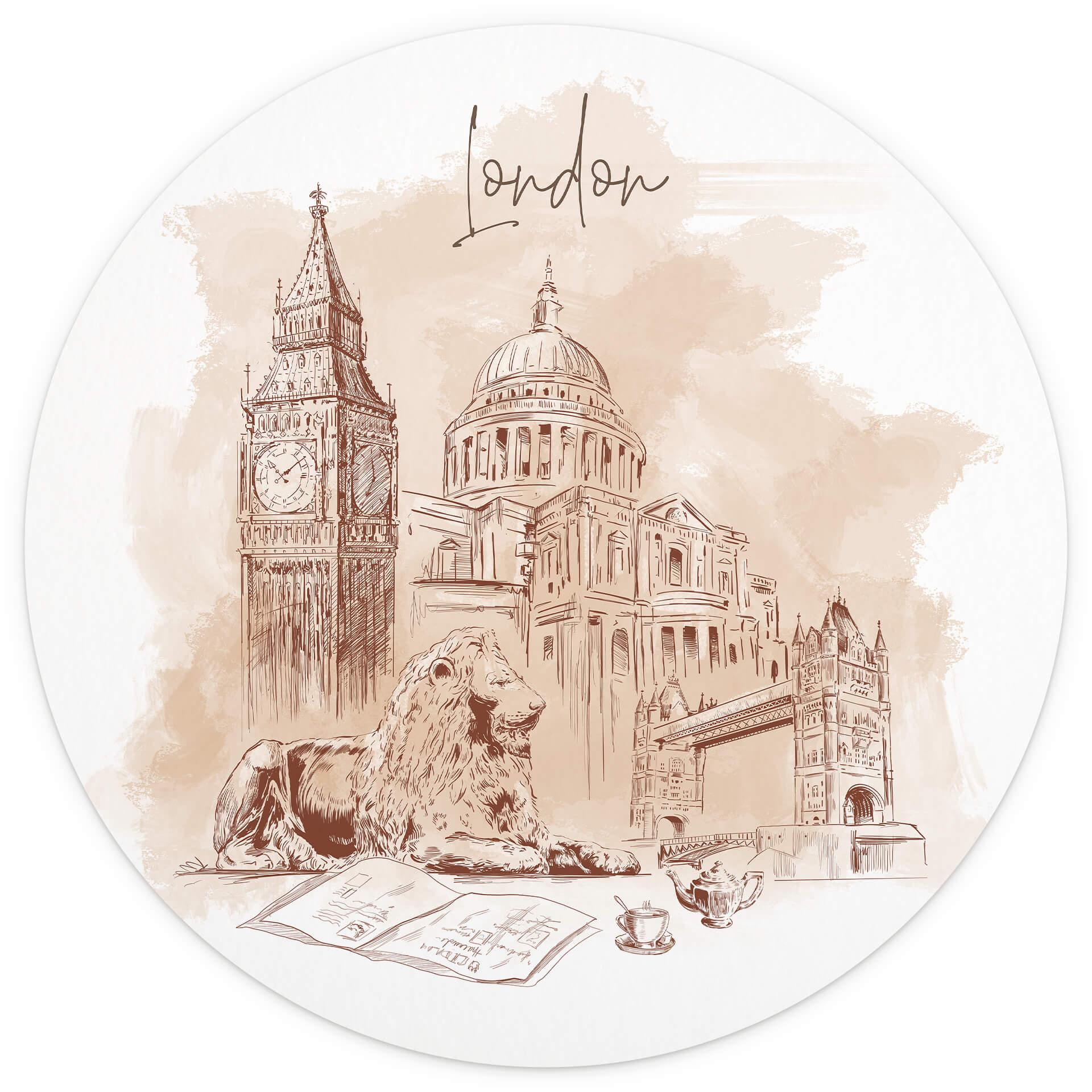 Behangcirkel Love your City - Londen - vliesbehang/zelfklevend vliesbehang