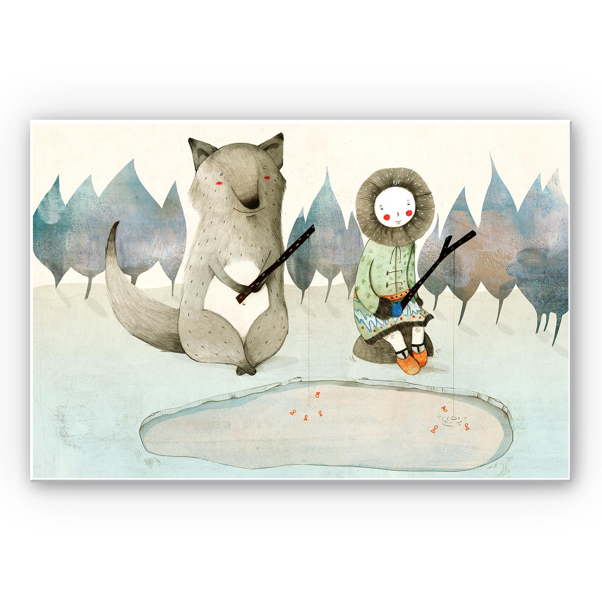 Tableau Forex - Loske - La petite fille inuit et le loup