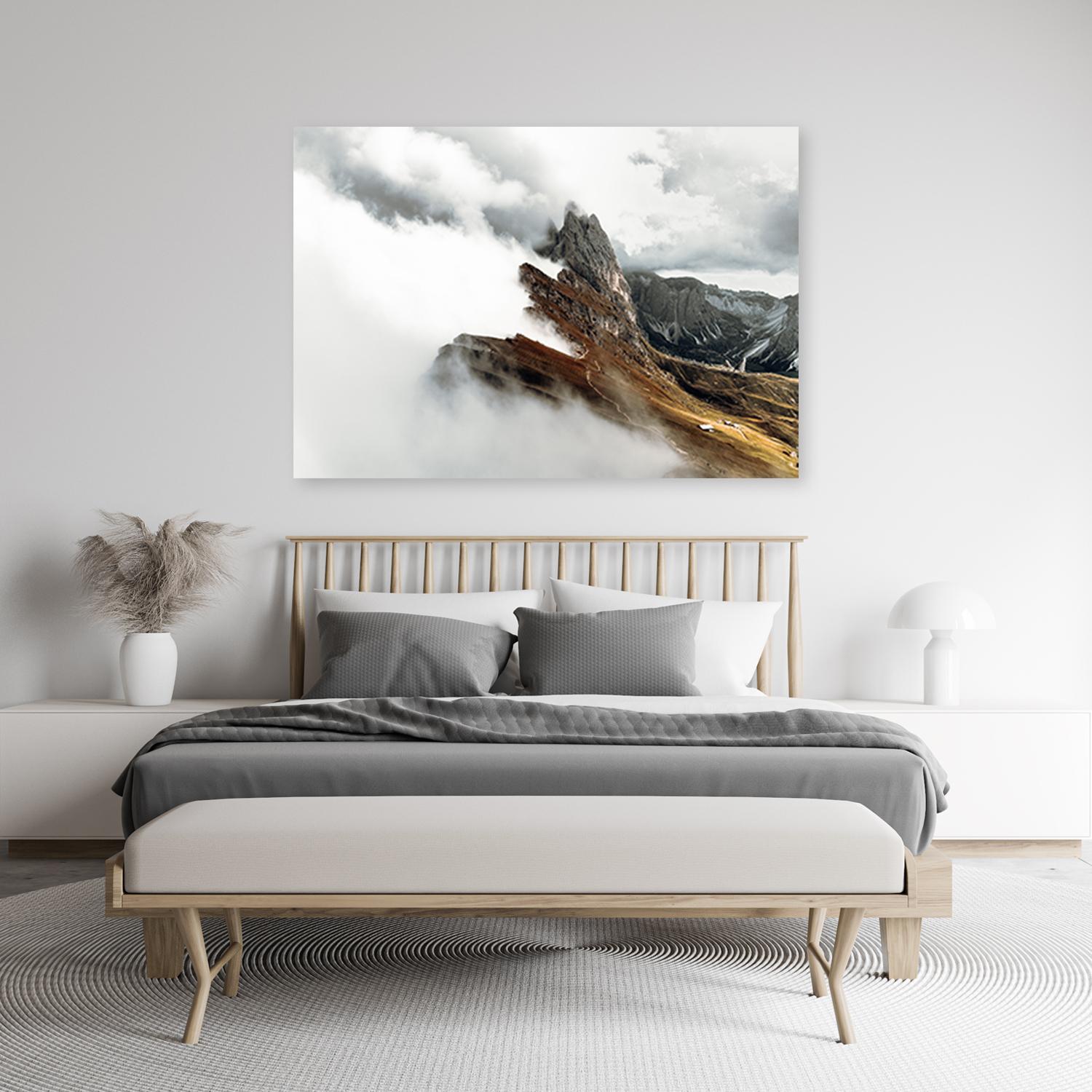 Canvasbillede, Bjergtoppe i skyerne