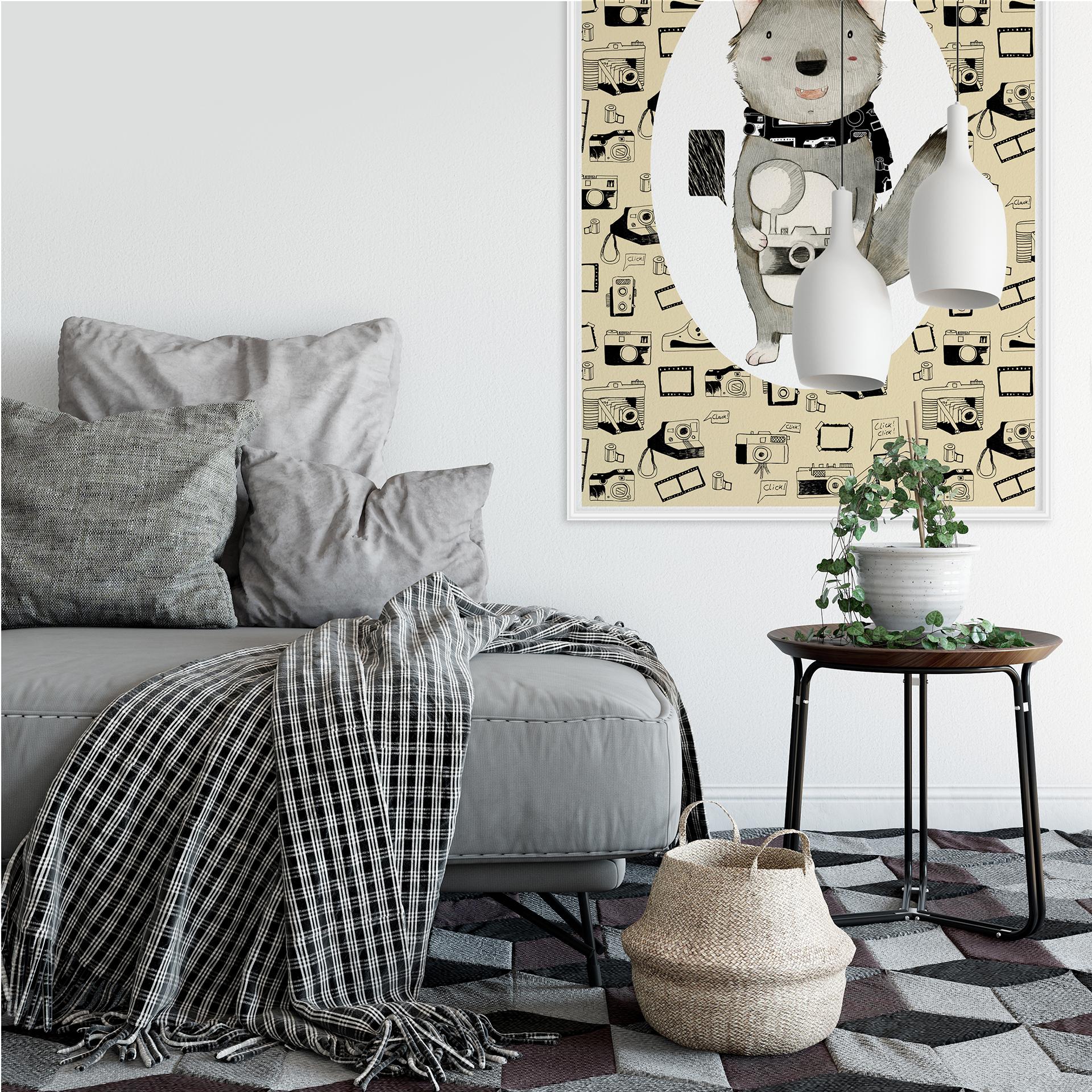 Wallprint Loske - Wolf mit Kamera