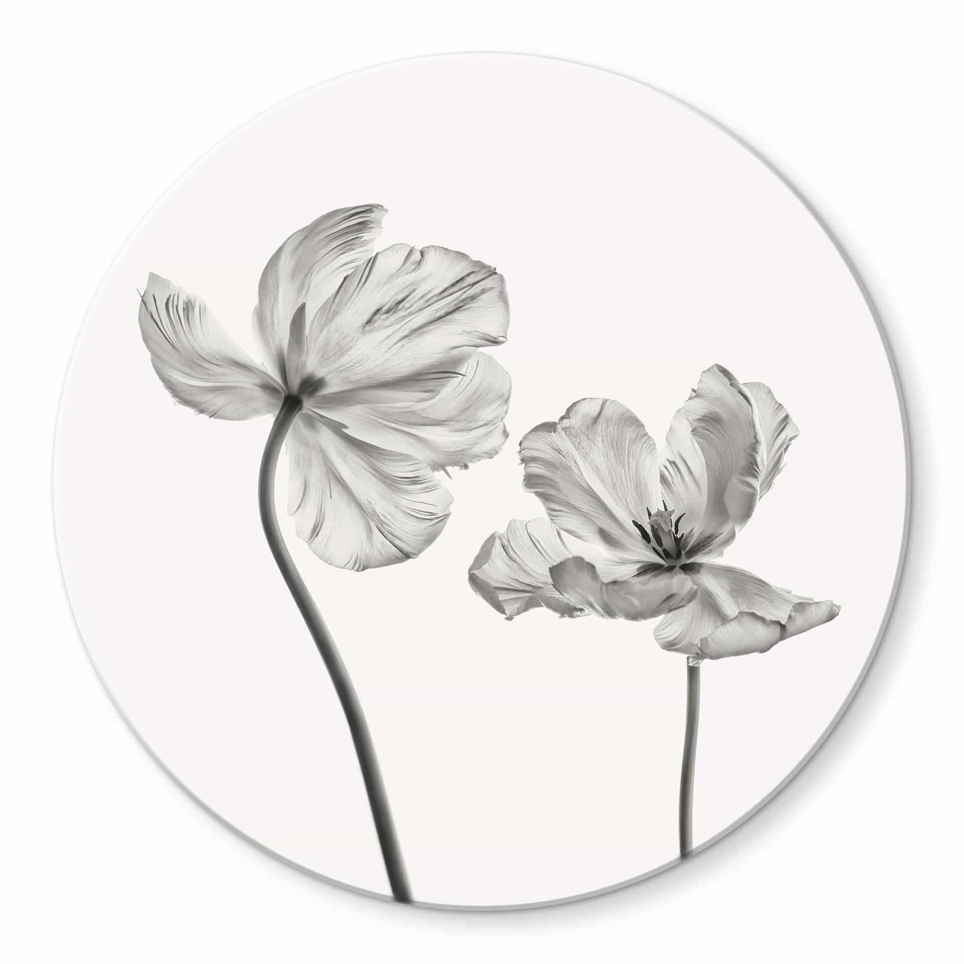 Tableau en verre Grønkjær - Tulipes - Rond