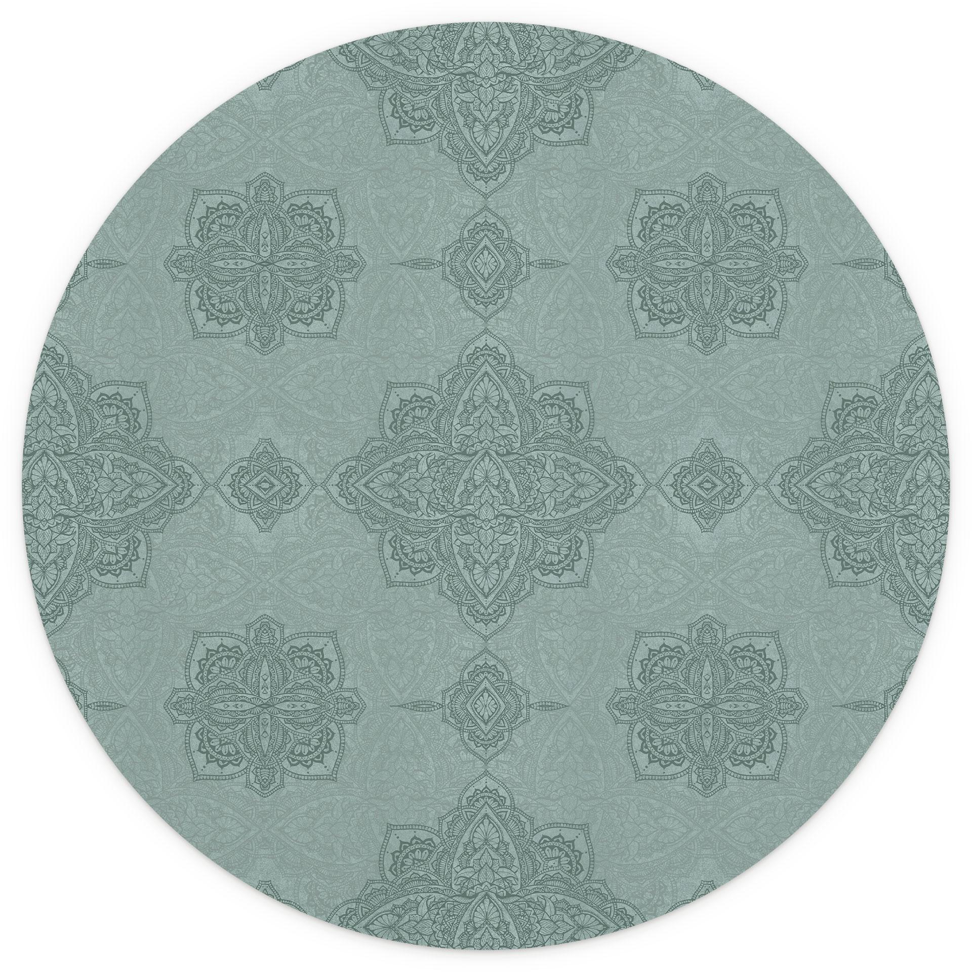 Fototapet Ornamenter - Mønster Marrakech Grøn - Blomsterdekoration - Rund - Selvklæbende/ikke-vævet
