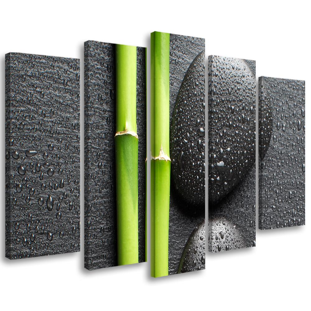 5 stykke lærredstryk Stones Bamboo Zen Spa