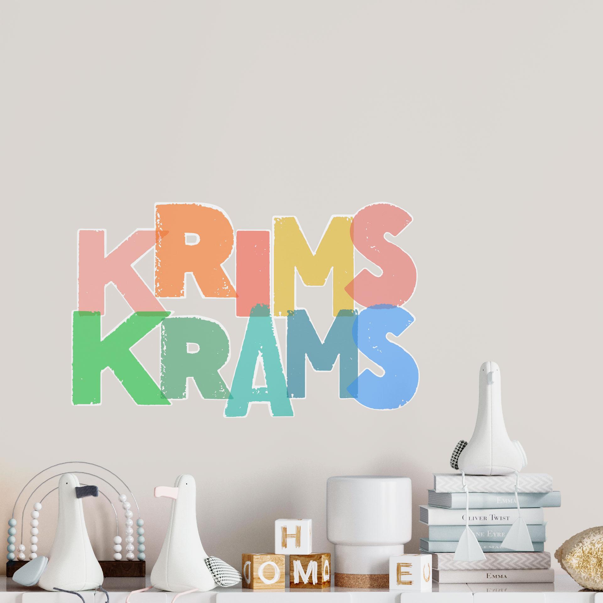 Typografi Wallsticker Krimskrams - farverige bogstaver i brugt look