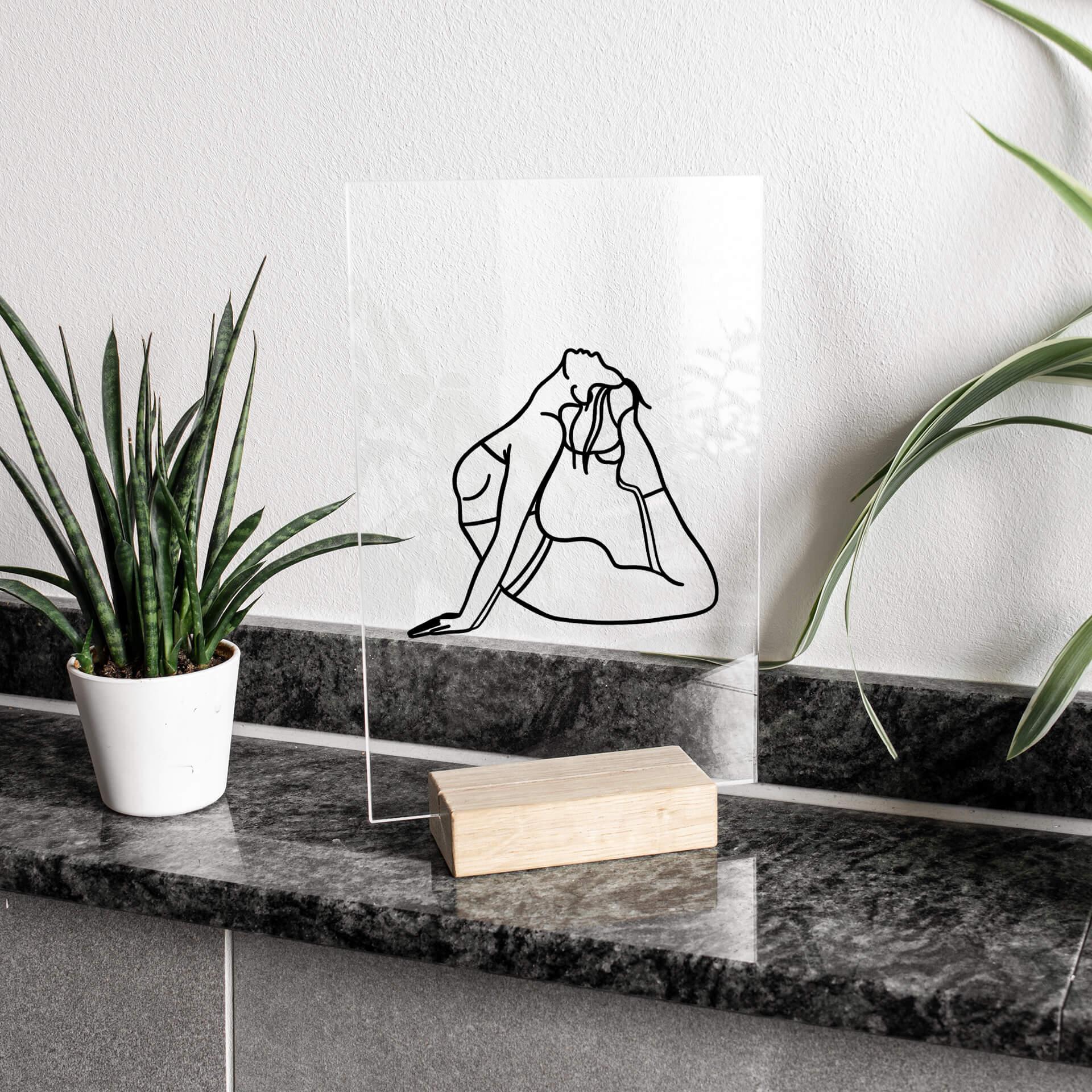 Tischaufsteller Yoga - Königskobra Line Art