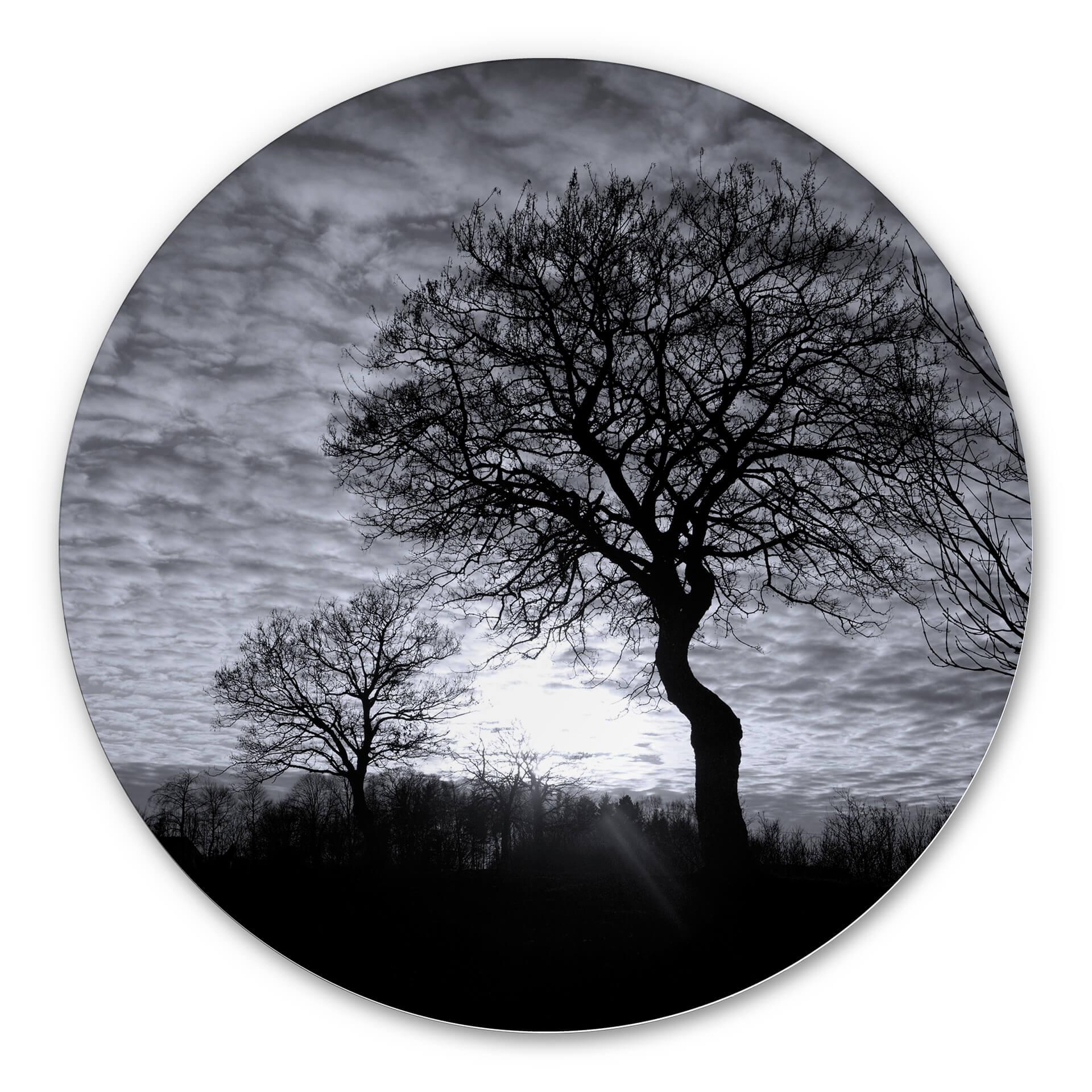 Wandcirkel Alu-Dibond Black and White Sunset
