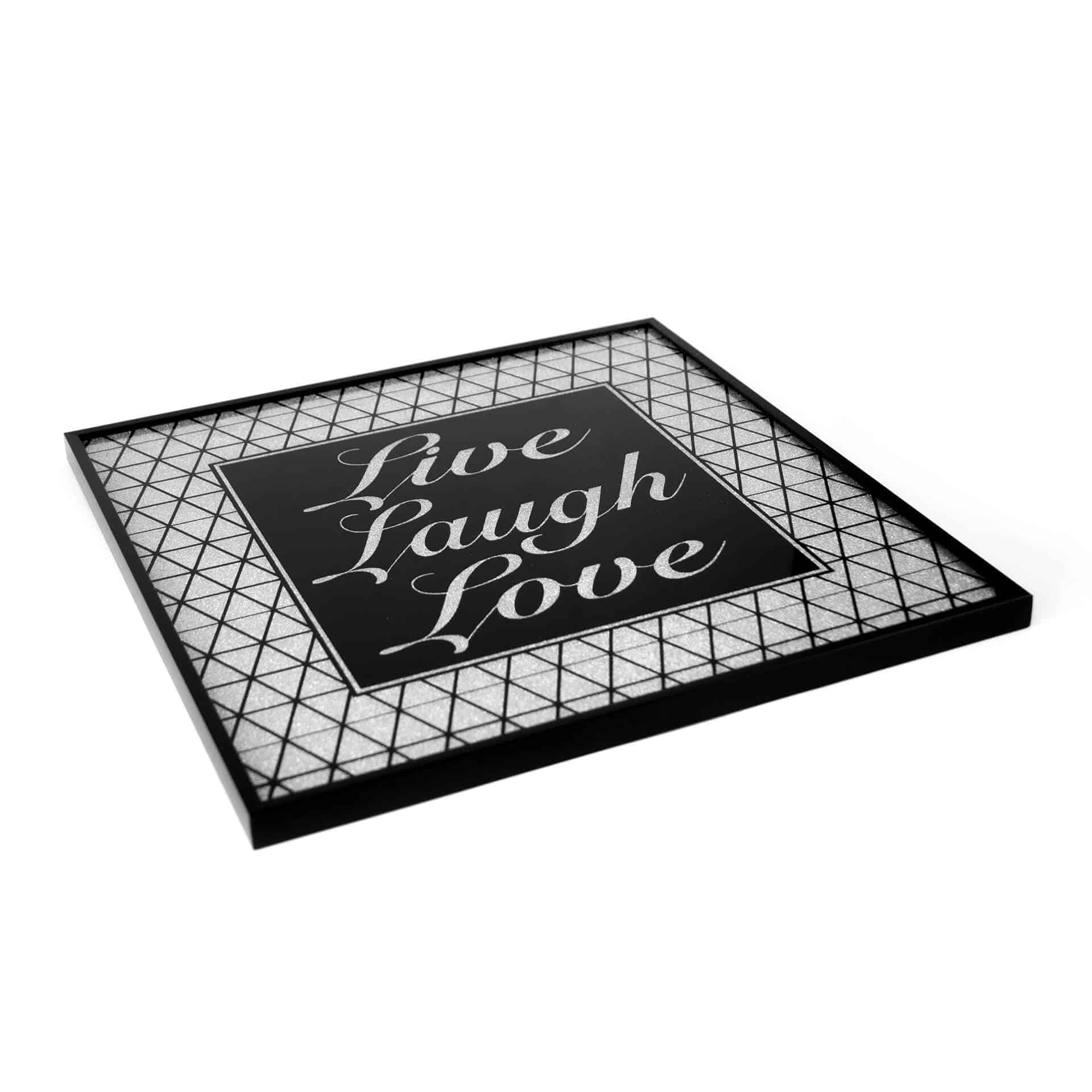Wandbild Live-Laugh-Love - Silber Glitzer
