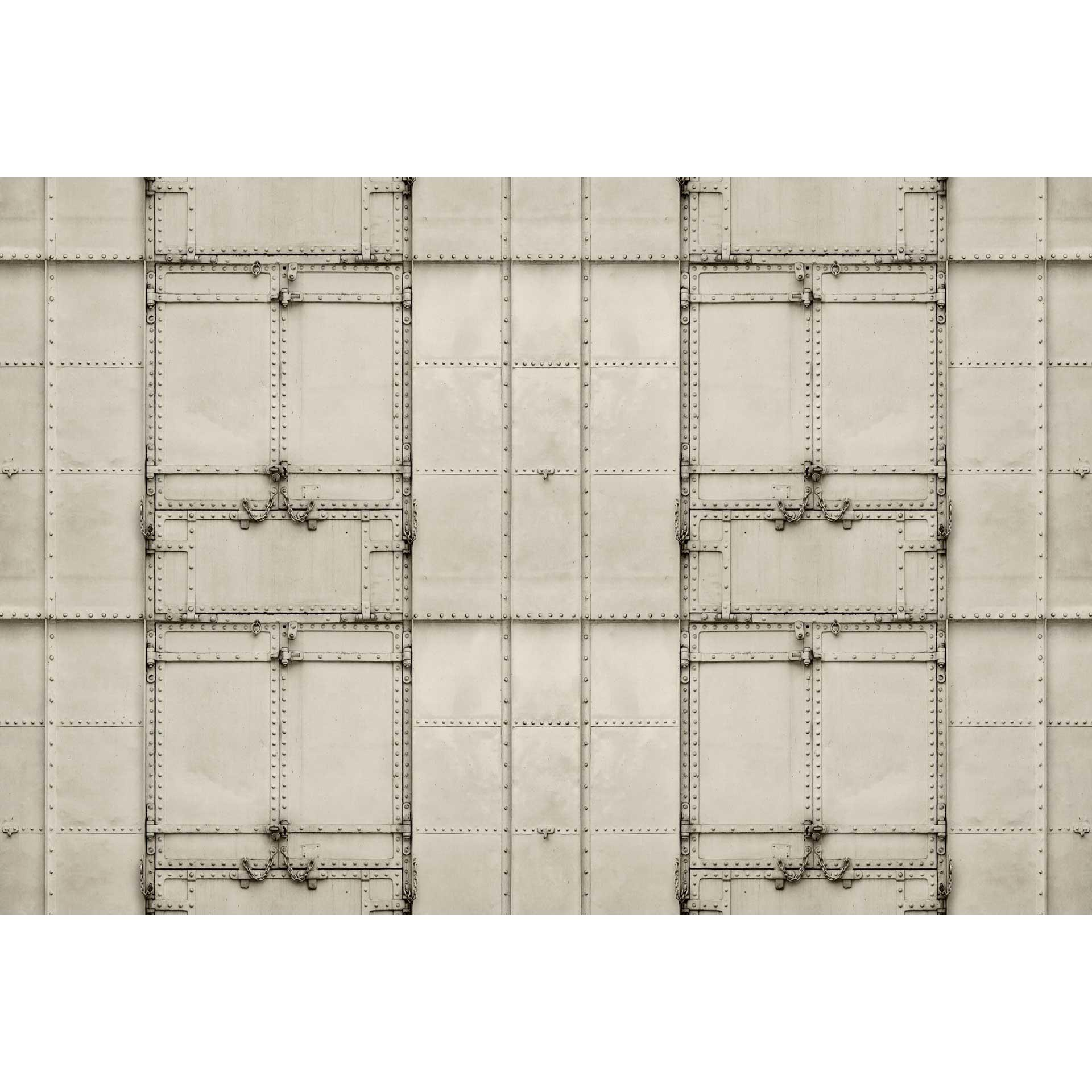 Industriële Stijl Behang Muurschildering - Metallic Paneel Look in Grijs