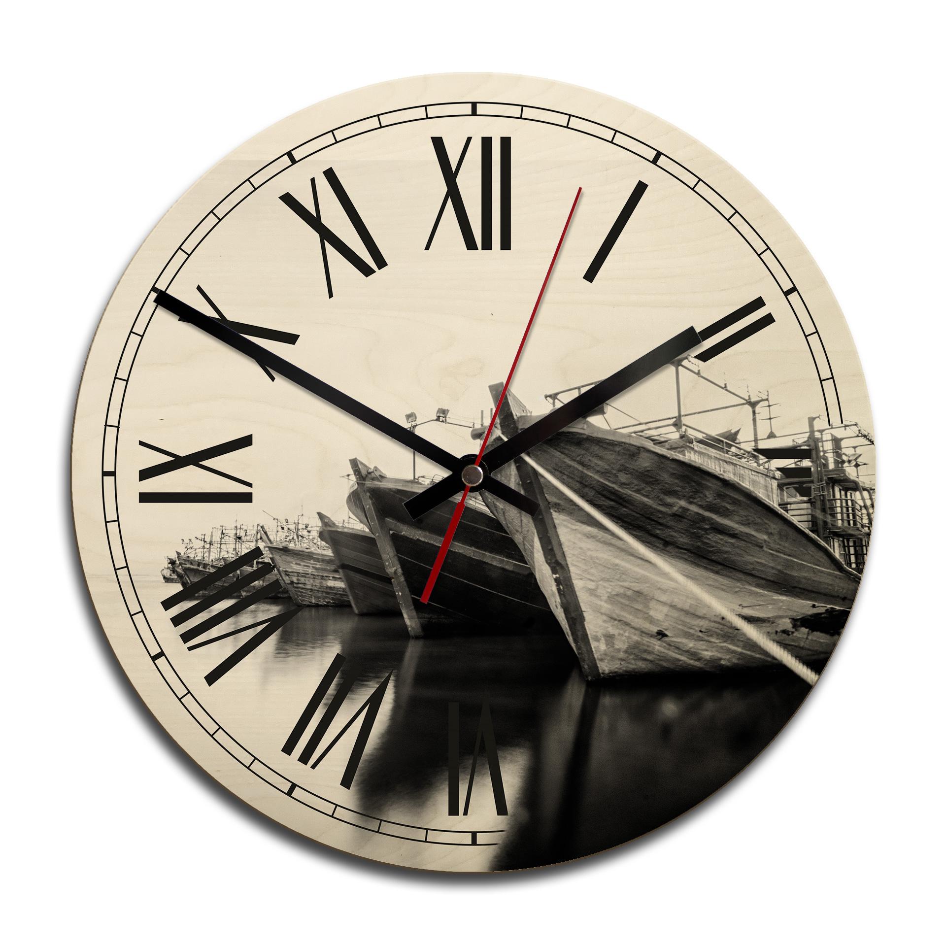 Horloge murale en bois - Lâcher les amarres