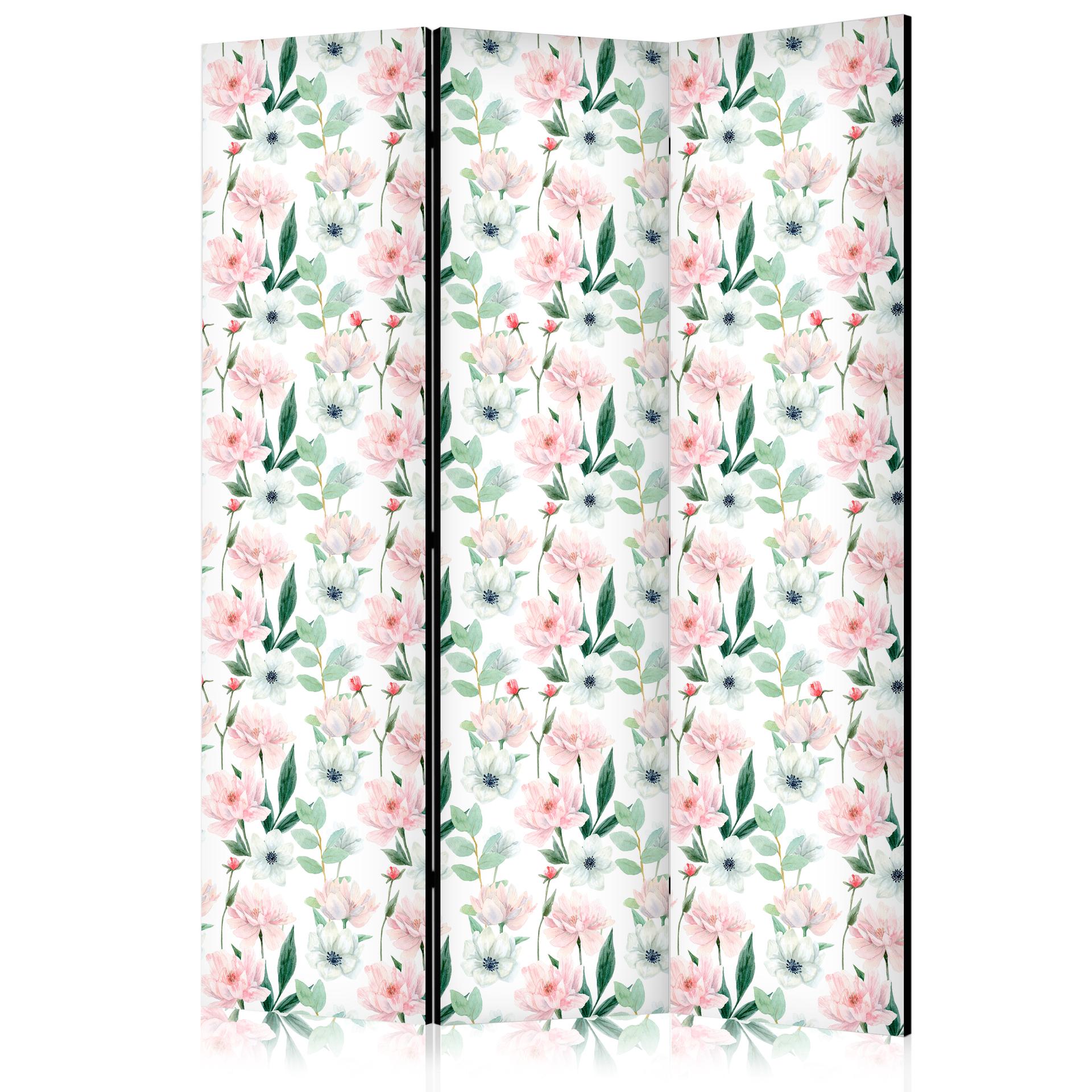 Paravent, Raumteiler freistehend, Trennwand - Peonies on a White Background