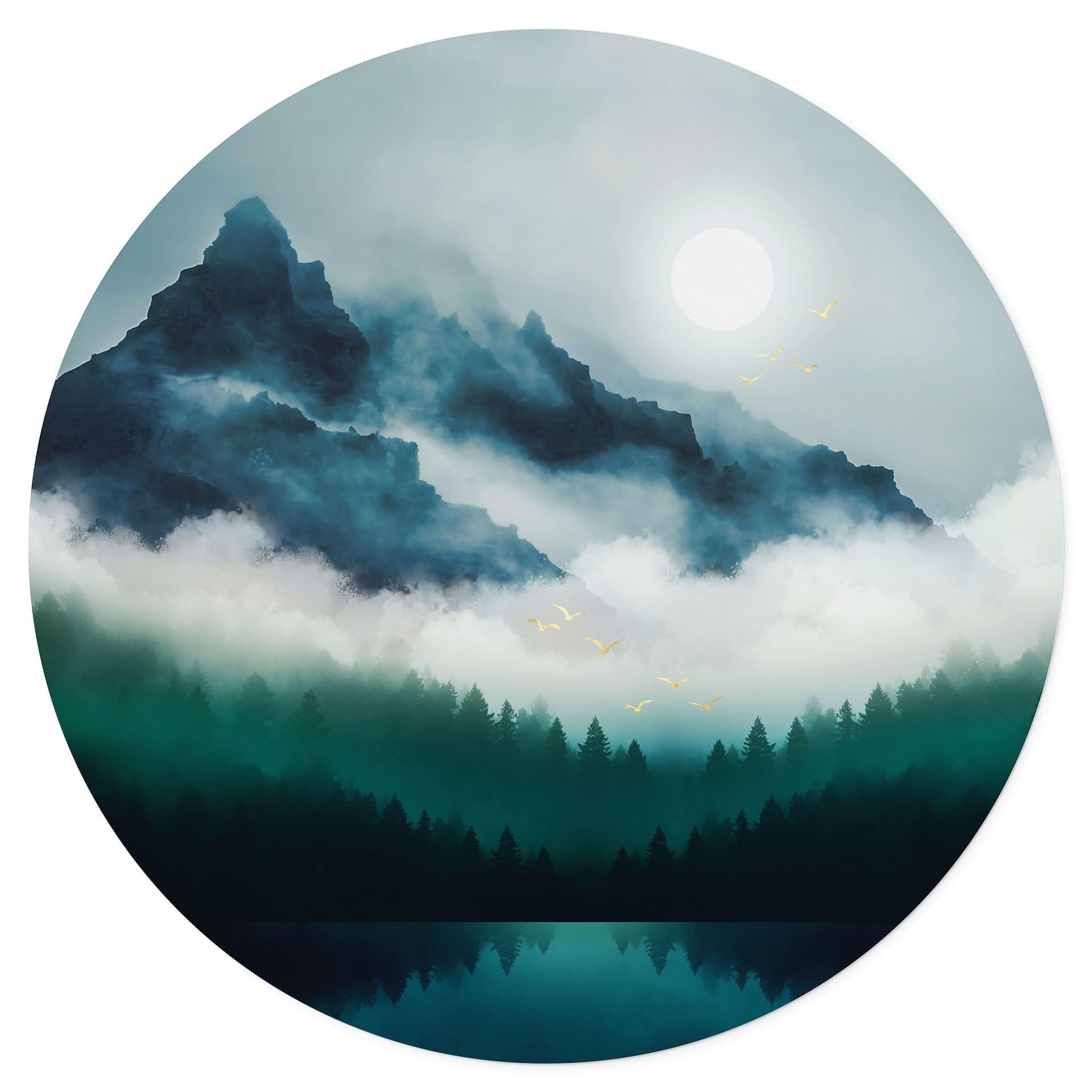 Adesivo murale Paesaggio nebbioso di notte - SpaceFrog Designs - Rotondo
