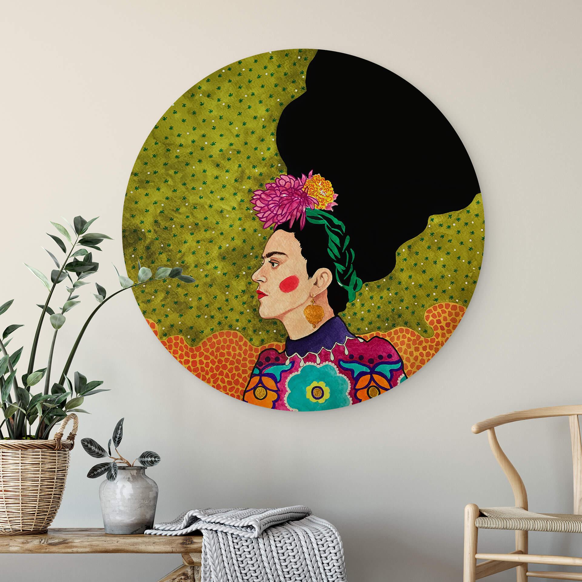 Obraz drewniany Hülya - Frida w portrecie - Okrągły