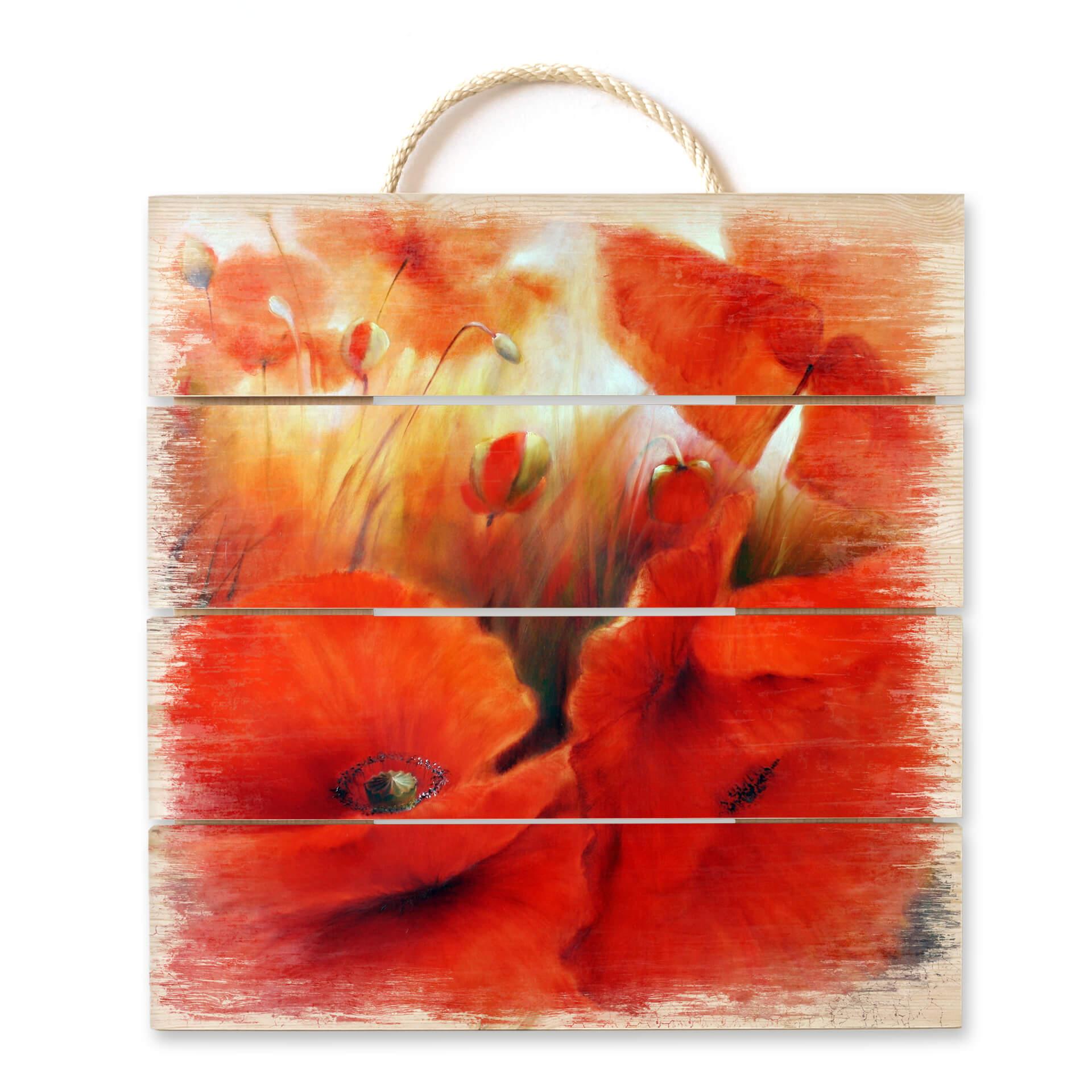 Obraz drewniany Schmucker - Czerwony mak - 40x41,5 cm