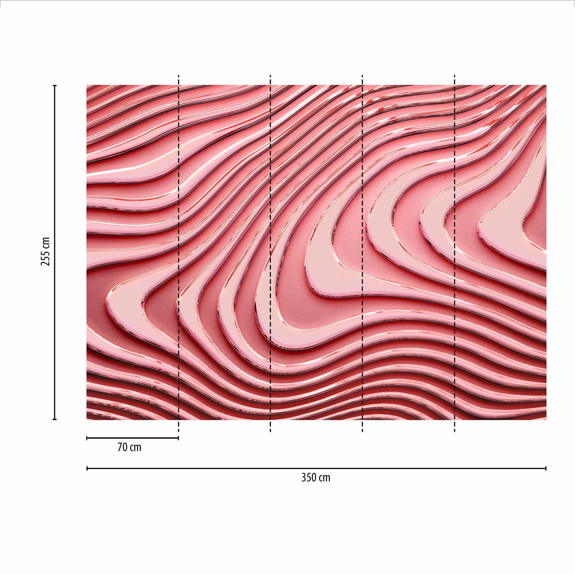 GeometricWave2 design behang in rood wit - vliesbehang Designwalls 2 - 2,55 x 3,5 m