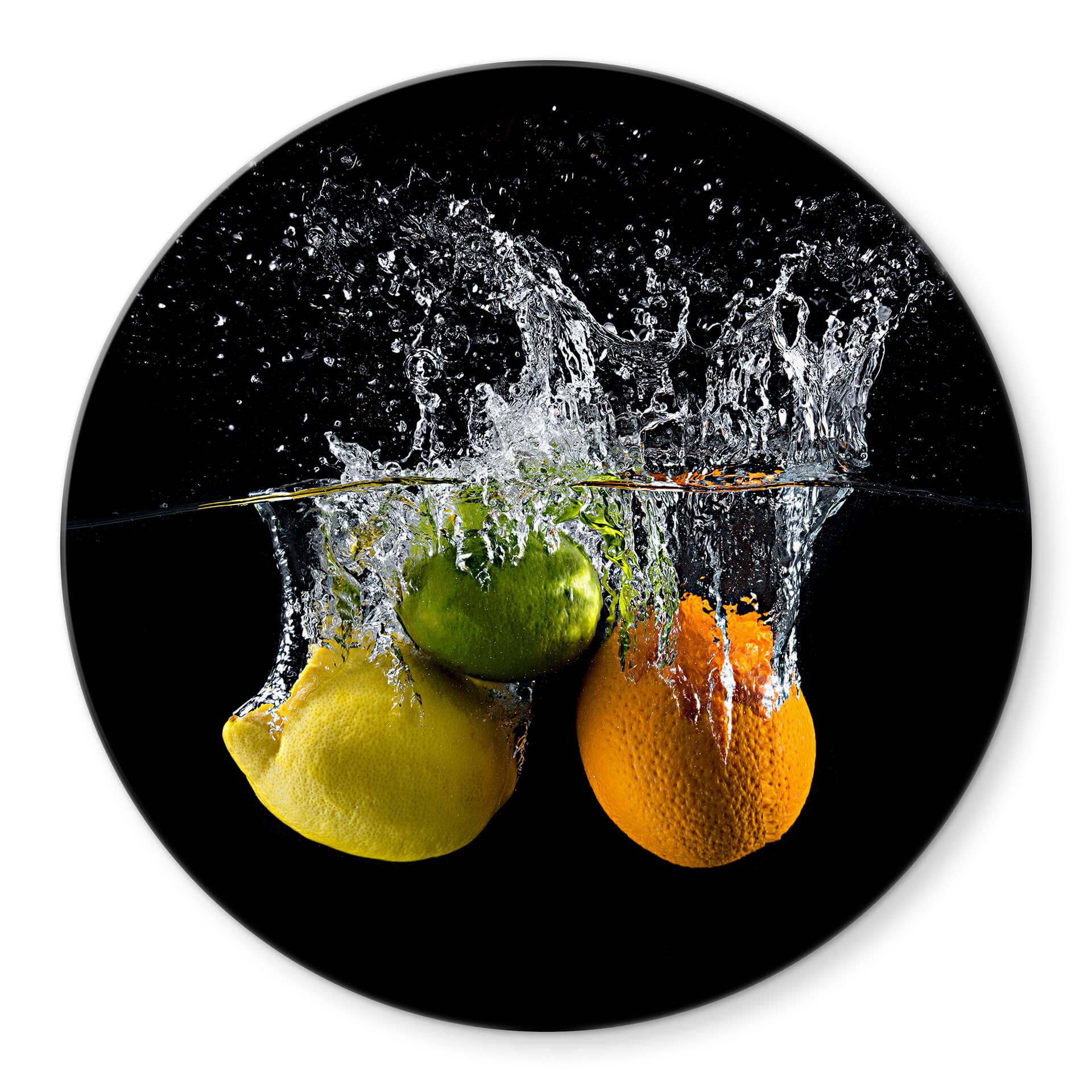 Tableau sur verre rond Mogyorosi - Des éclats fruités d'agrumes