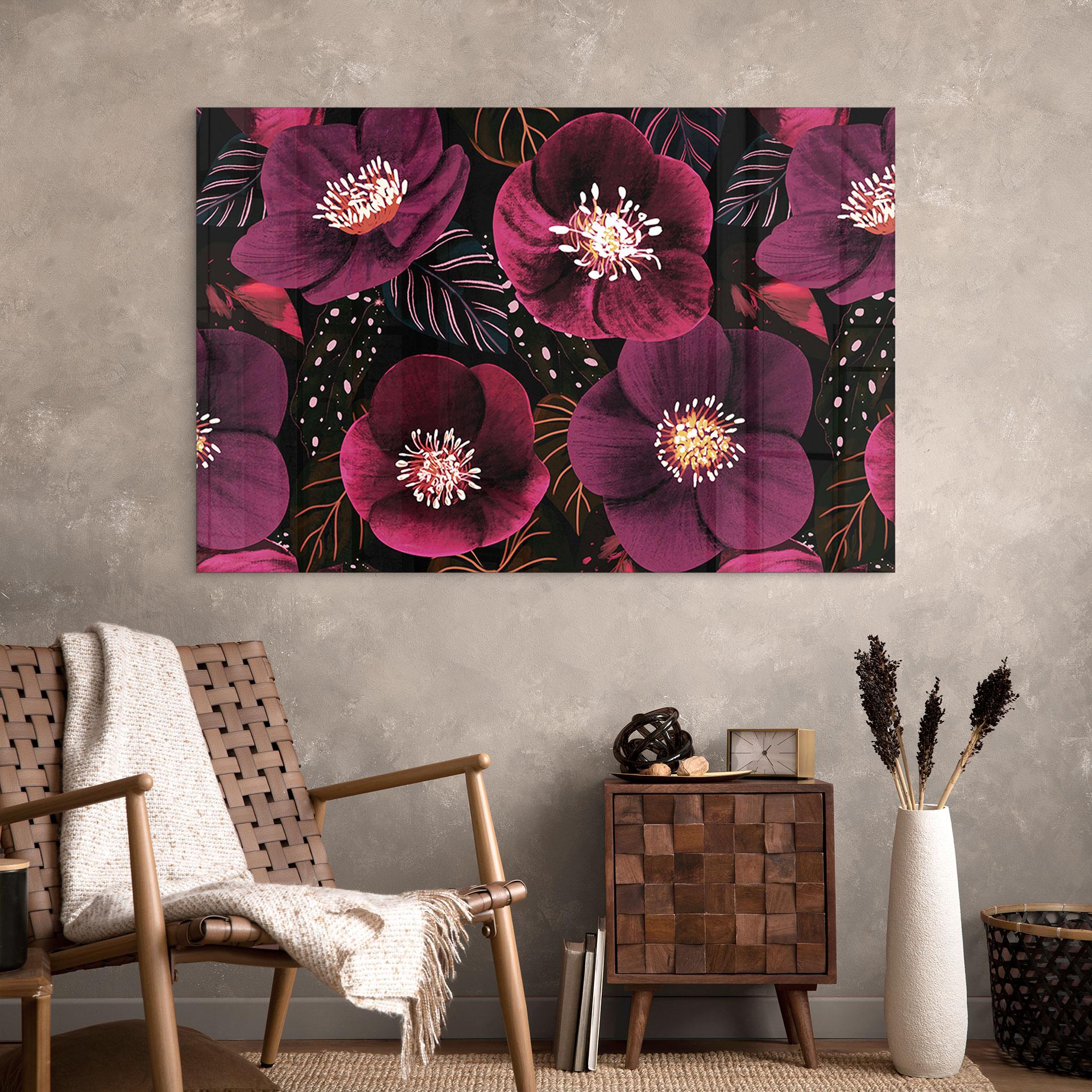 Akrylbillede Blomsterpragt i lilla toner - Anis-illustration