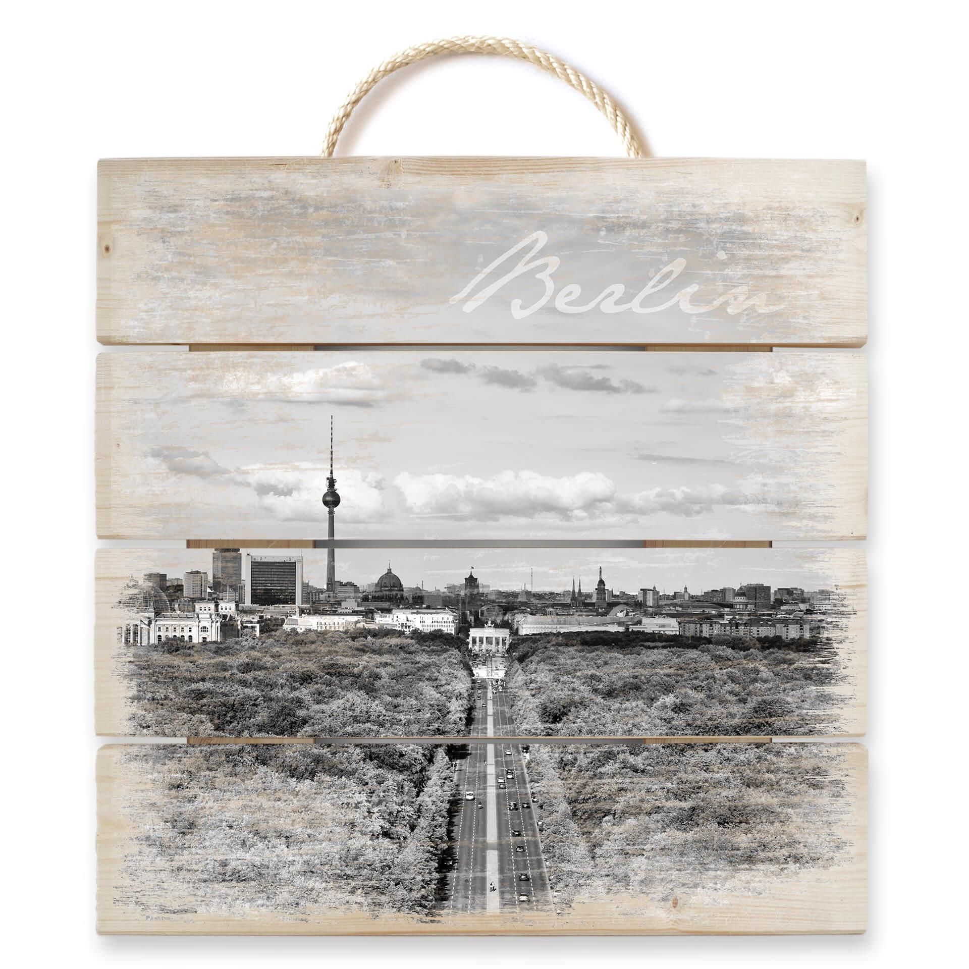 Cuadro de madera cielo sobre Berlín - 40x41,5 cm