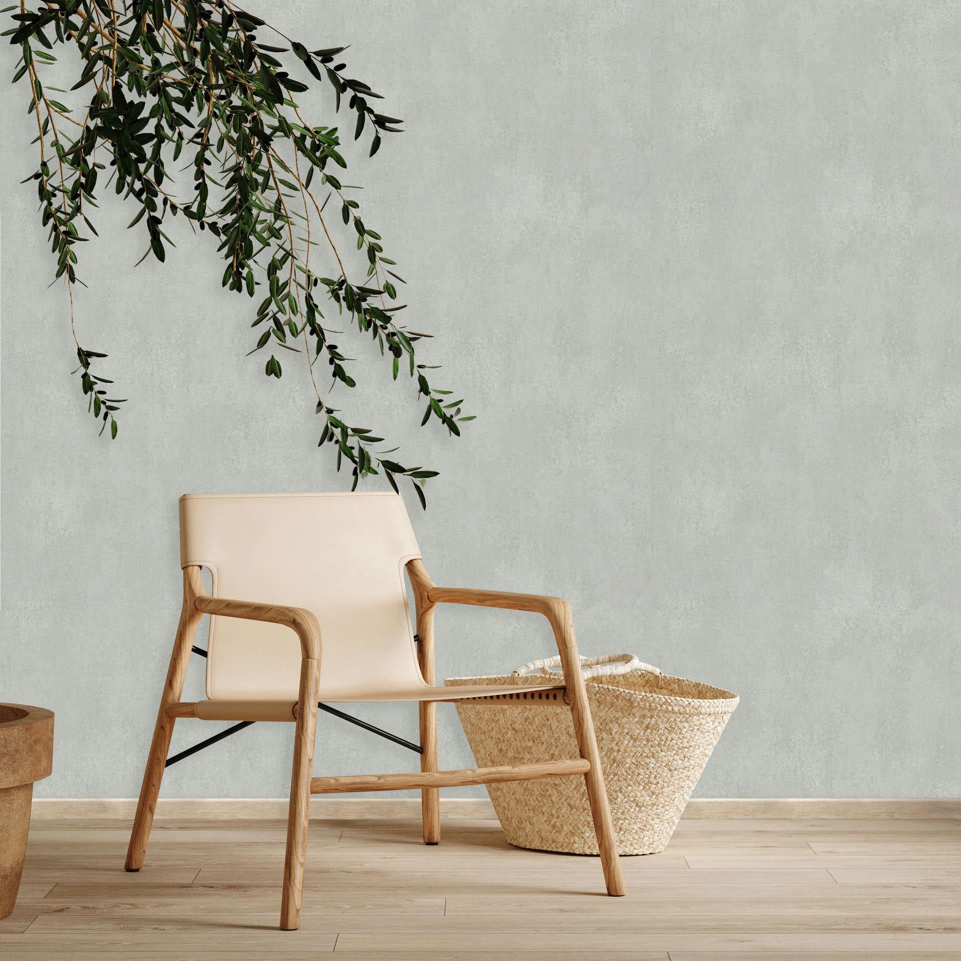 Non-woven tapet i gråt betonlook brugt look plain