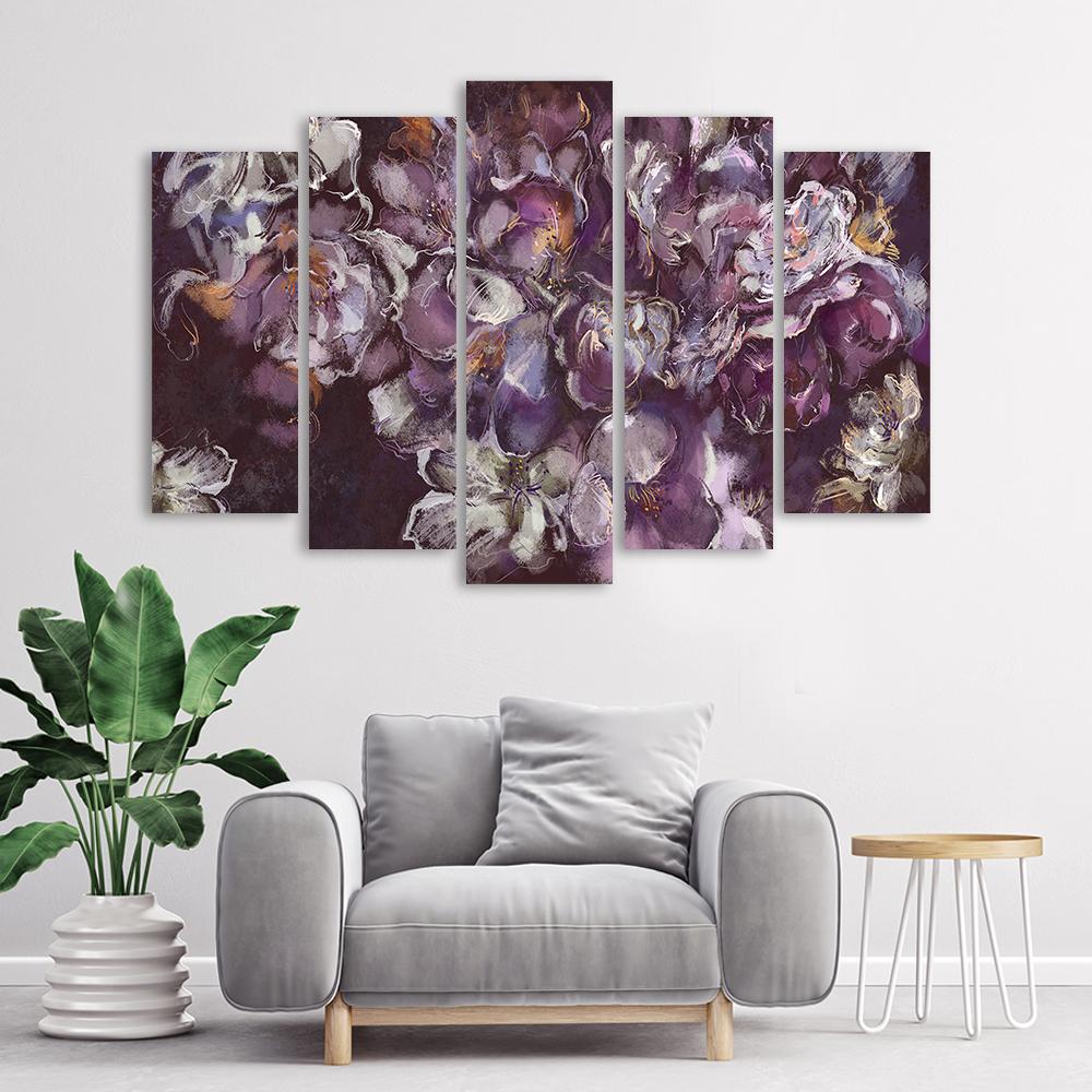 5 stykke lærredstryk, Irisblomst