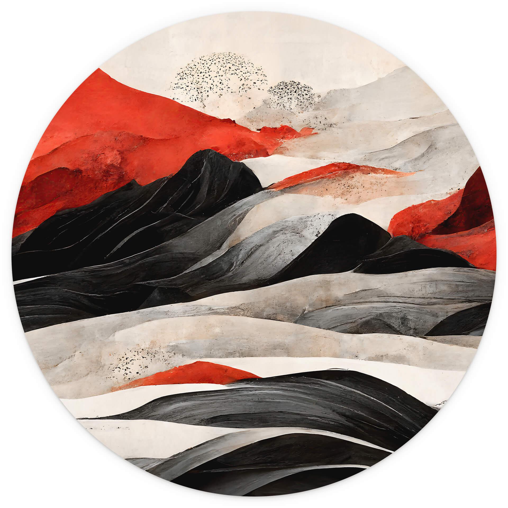 Behangcirkel Treechild - Red Mountains in Japan - vliesbehang/zelfklevend vliesbehang