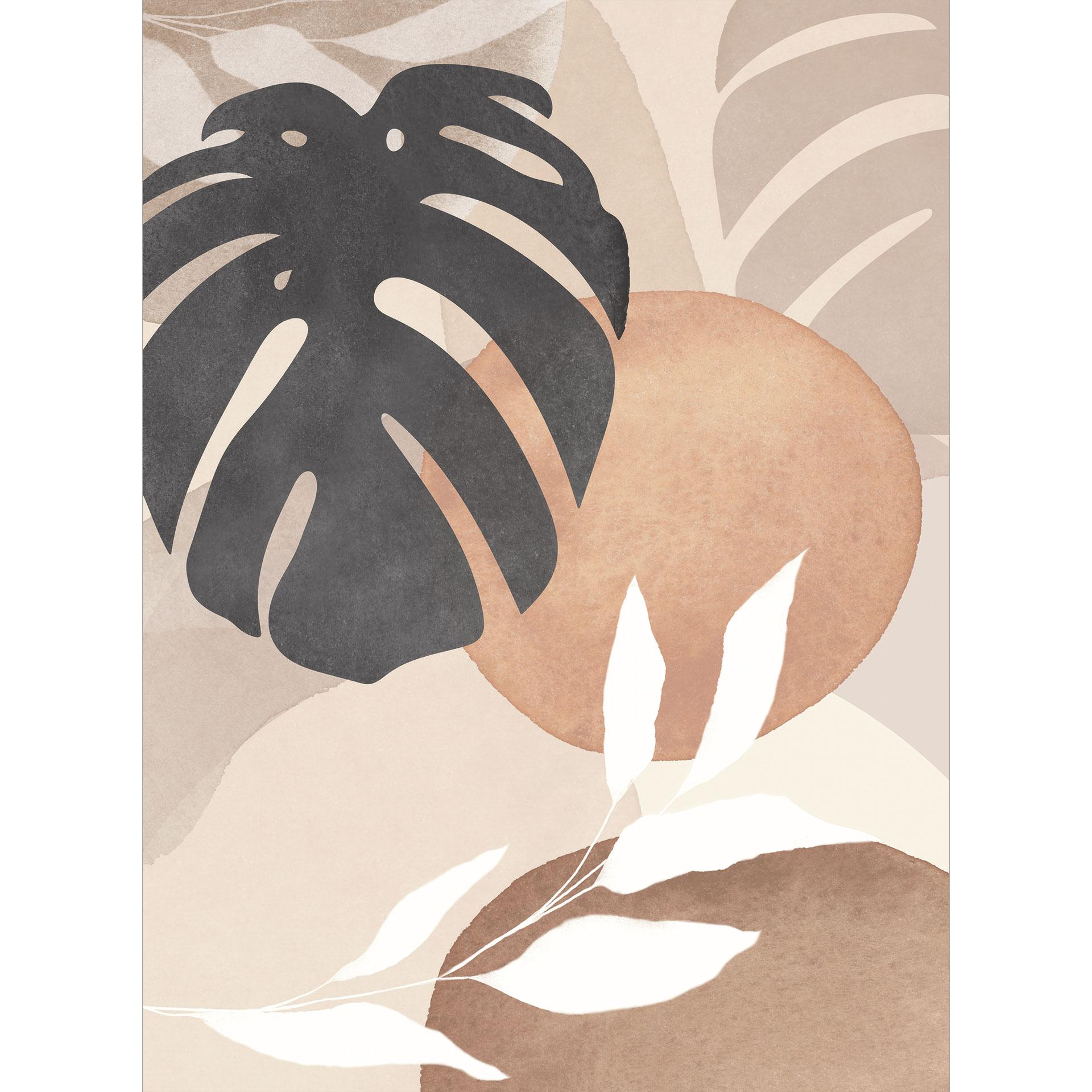 Boho Monstera Plant Fotobehang in Natuurlijke Tinten | Botanische Illustratie - Melloi Kunstdrukken