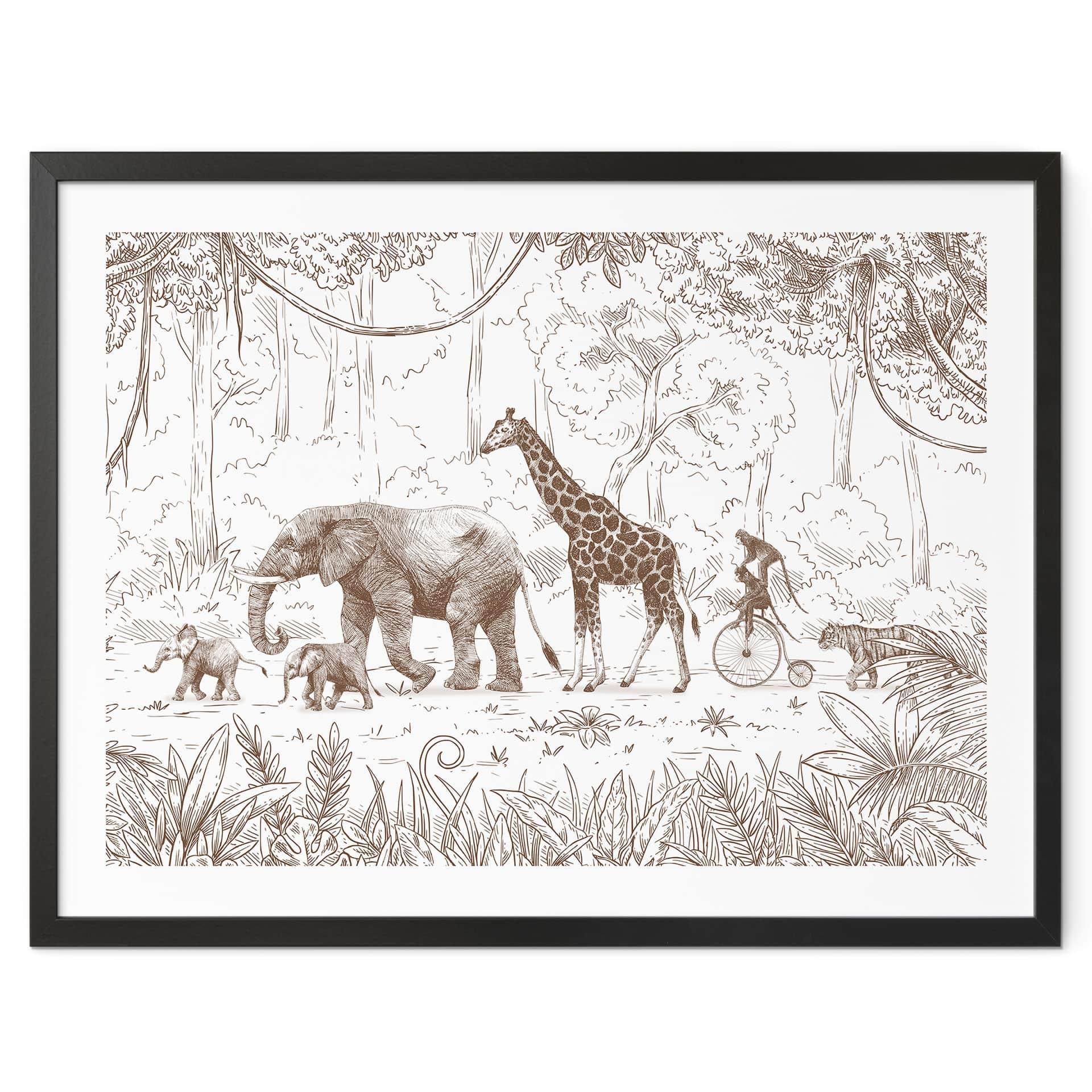 Plakat Jungleparade med dyr - Kikki Belle