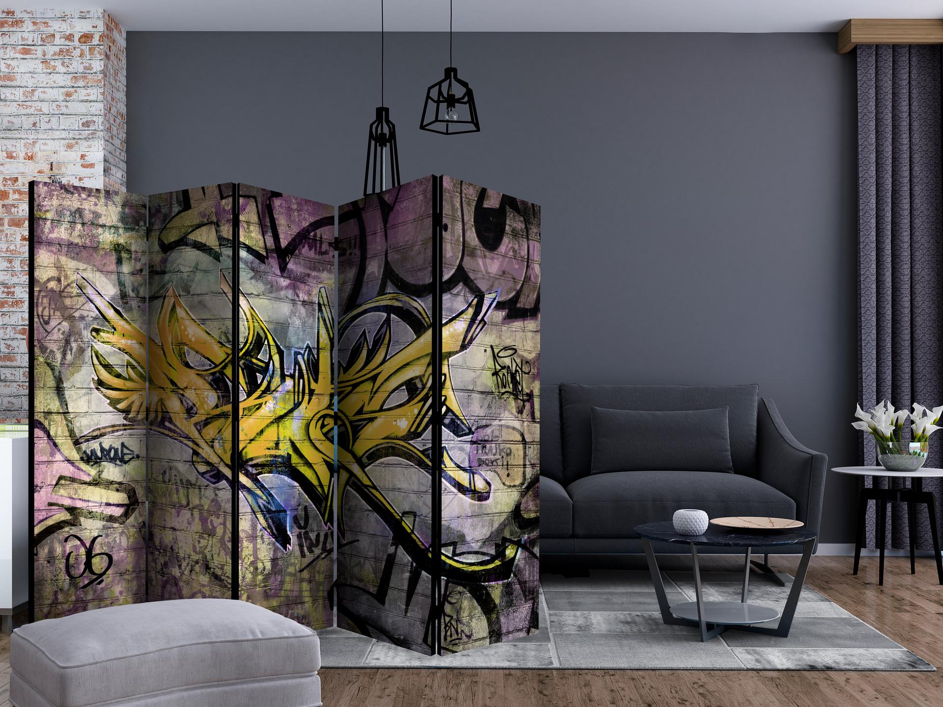 Parete divisoria - Graffiti - Espressione murale , 5 pezzi - 225x172 cm