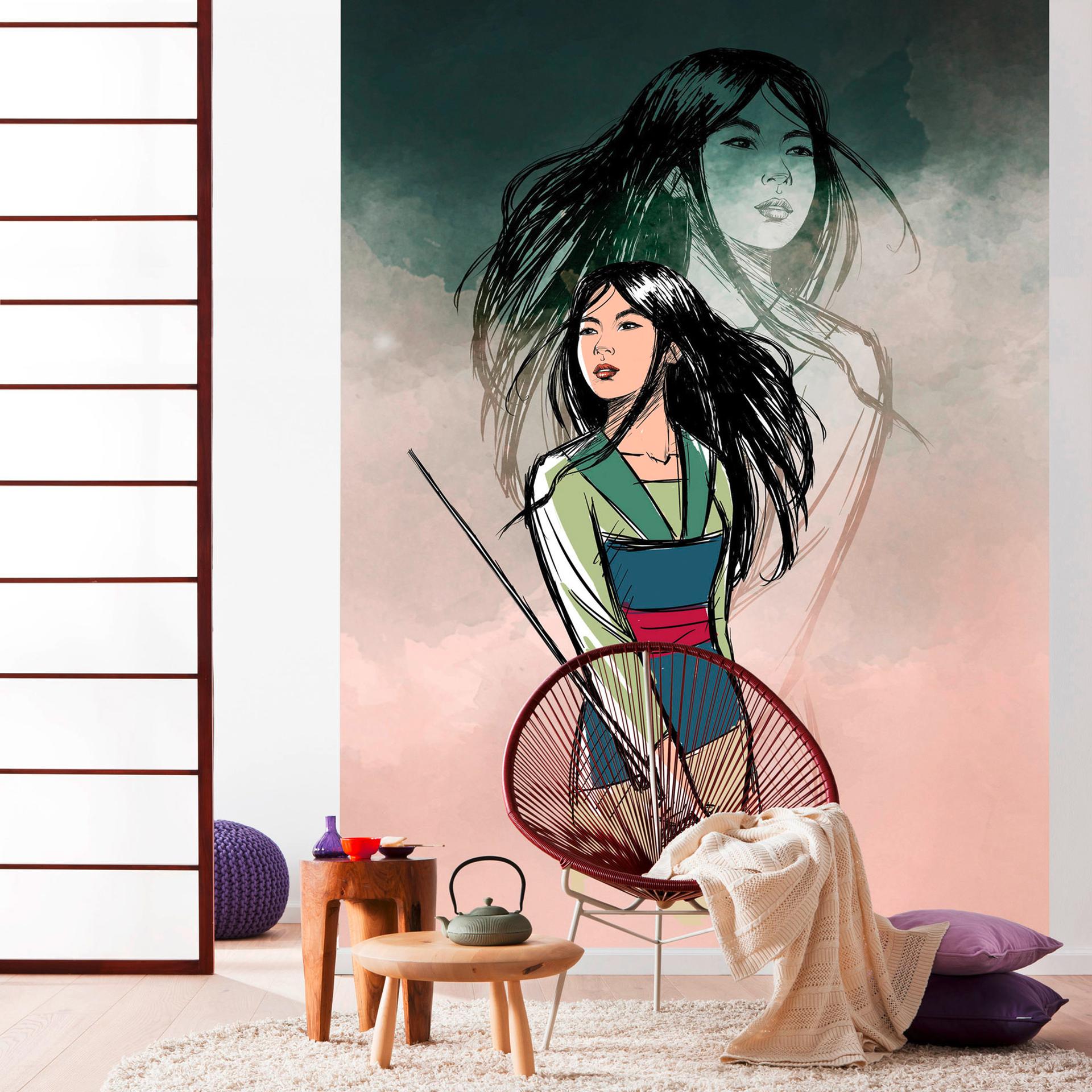 Vlies behang - Dappere Mulan - 200 x 280 cm