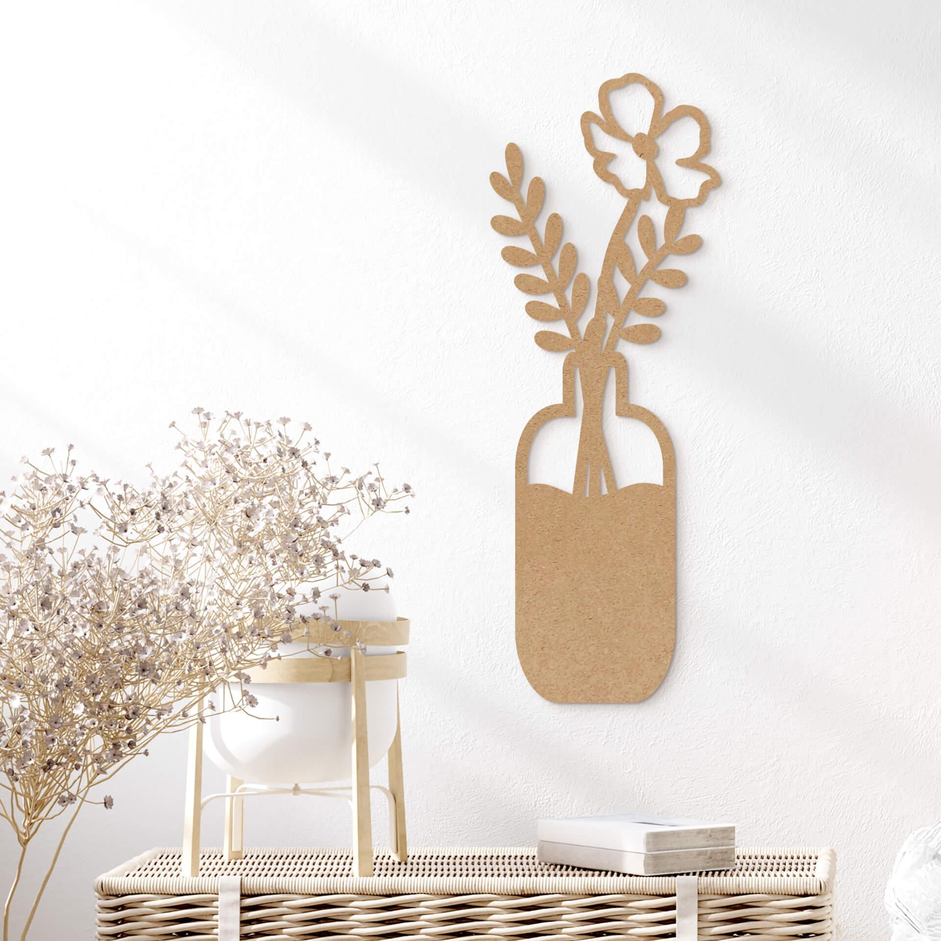 MDF - Decoración en madera flores de la naturaleza en jarrón
