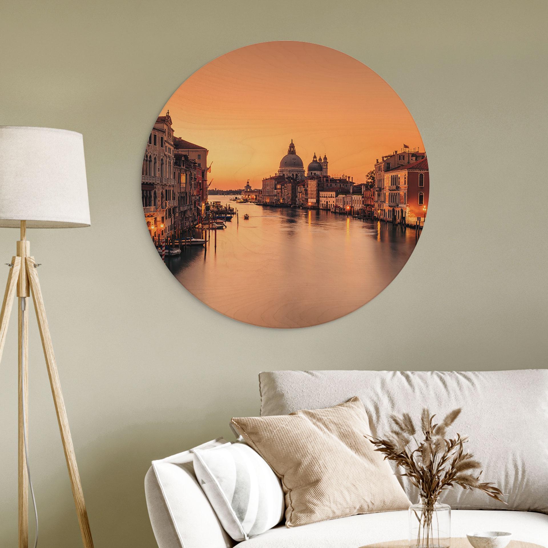 Væg cirkel træ Solnedgang i Venedig - Zhang