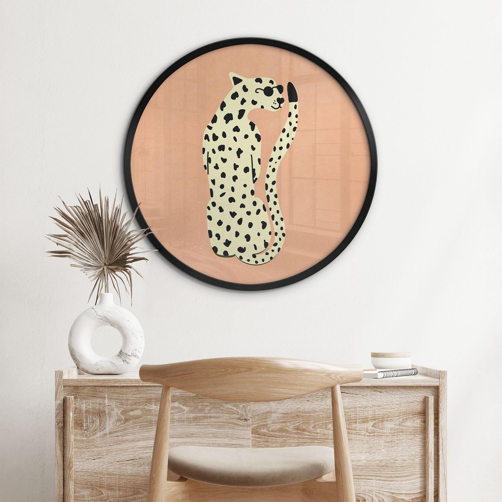 Plakat Elegant gepard med solbriller - Oltmanns - Rund
