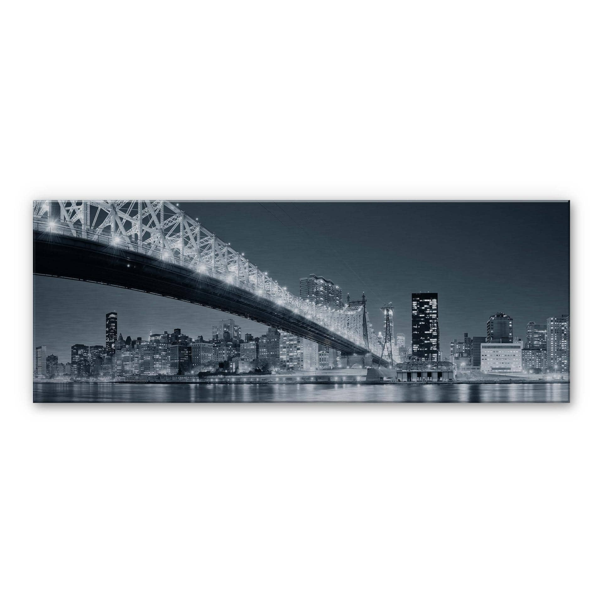 New York om natten 3 - Panorama – print på aluminium (Alu-Dibond)