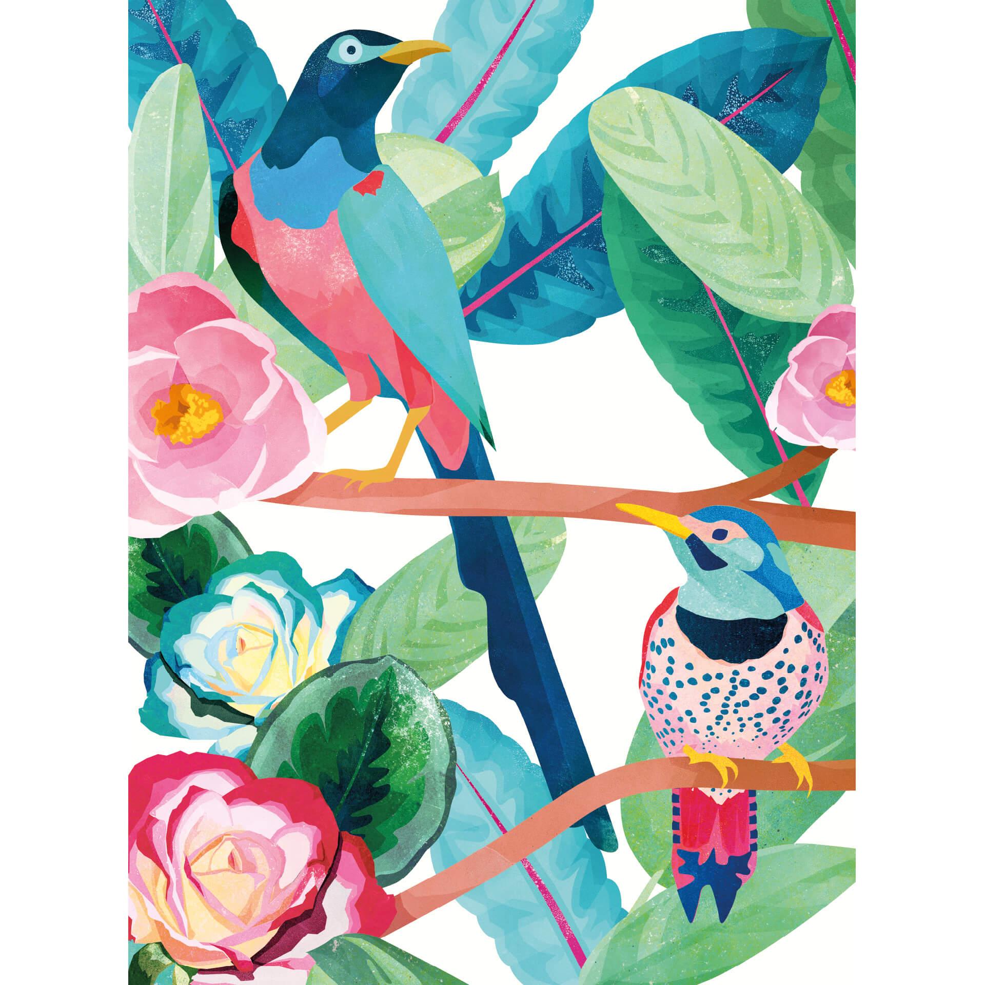 Fotobehang Goed Blauw - Vogels in de Lente