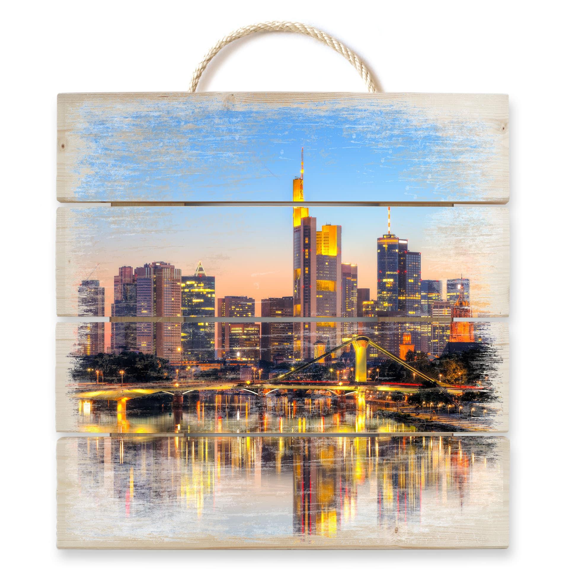 Cuadro de madera Luces de Frankfurt - 40x41,5 cm